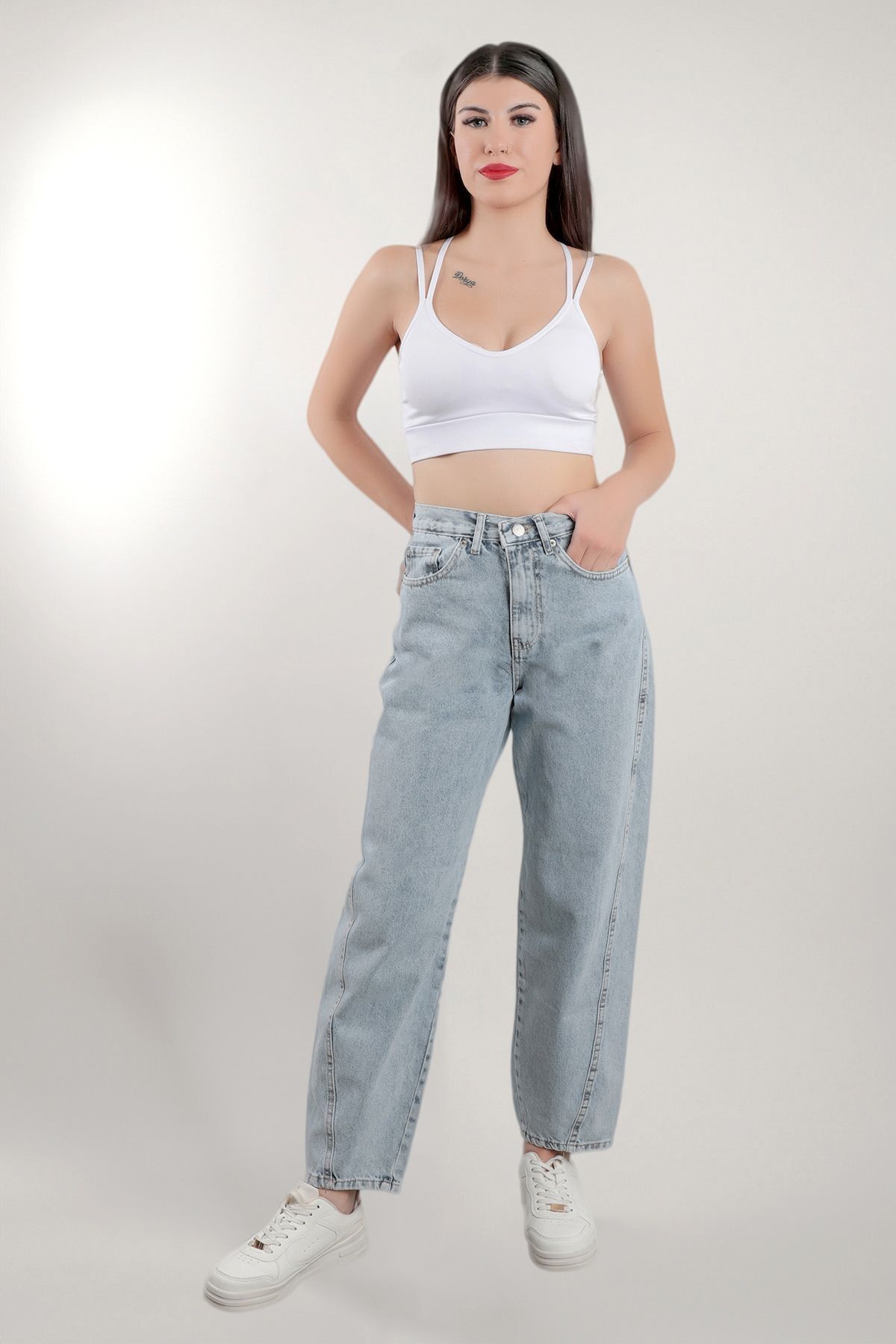 John Borners-Jb BoYfriend Jeans - Ice Blue, 100% Cotton, Shrinkable Leg, Snow Washing - P78 4