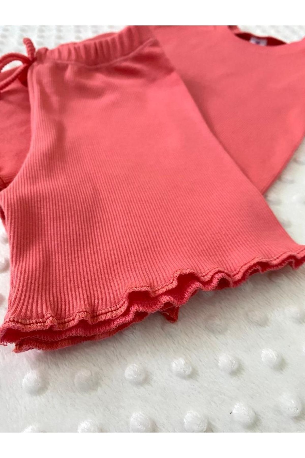 ARYA BABY Kaşkorse Kolu Fırfır Detaylı 2 Li Kız Şortlu Takım, Kız Alt-üst Takım fotoğrafı 4 (önizleme)