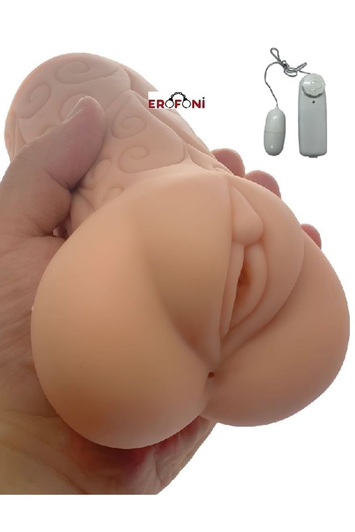 Ultra Süper Realistik Büyük Boy Erofoni 2 İşlev Titreşimli 17 Cm Yapay Suni Vajina Anüs Mastürbatör 5