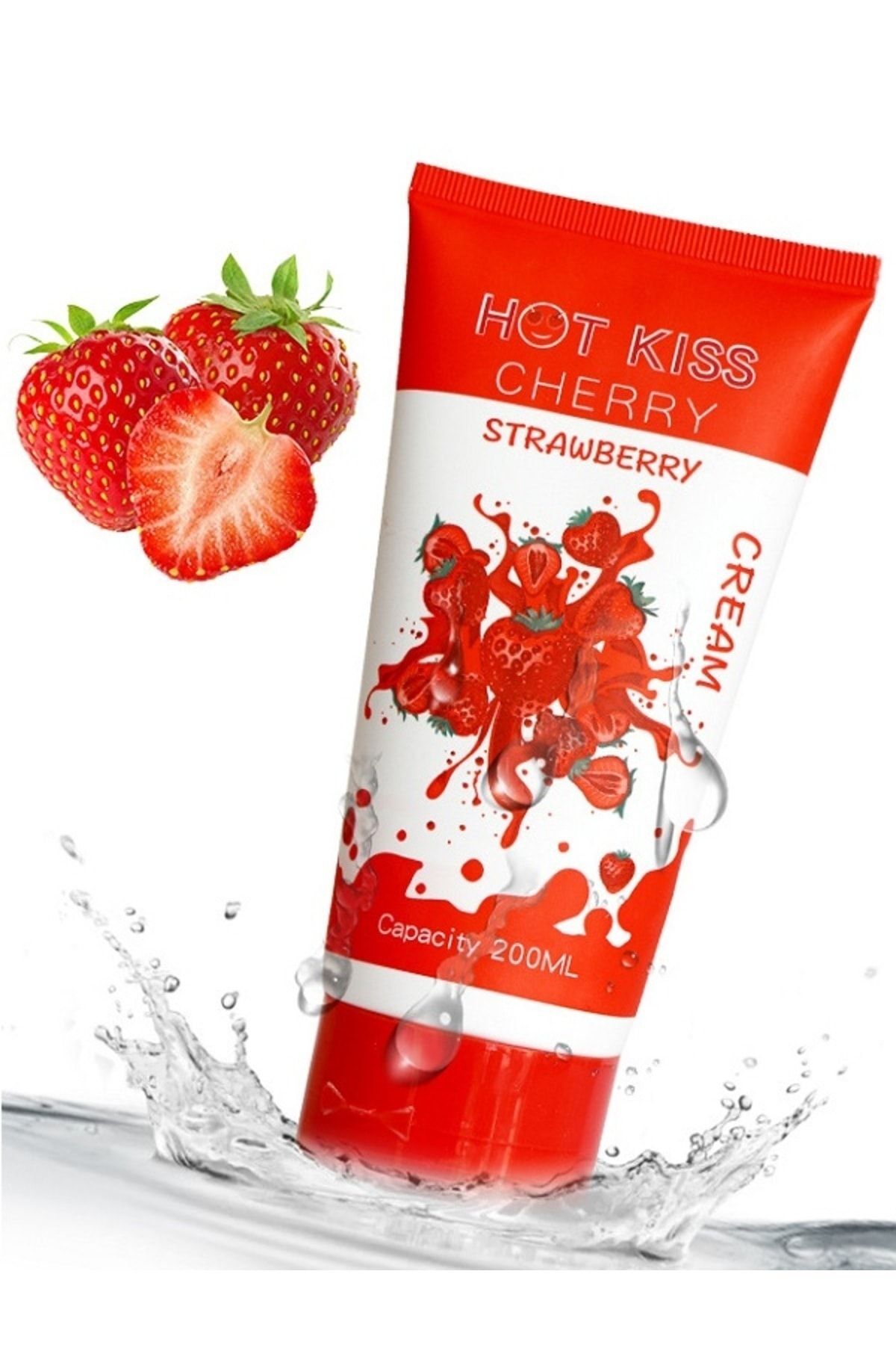 Erofoni Hot Kiss Strawberry Büyük Boy Çilek Aromalı Su Bazlı Kayganlaştırıcı Jel 200 ml