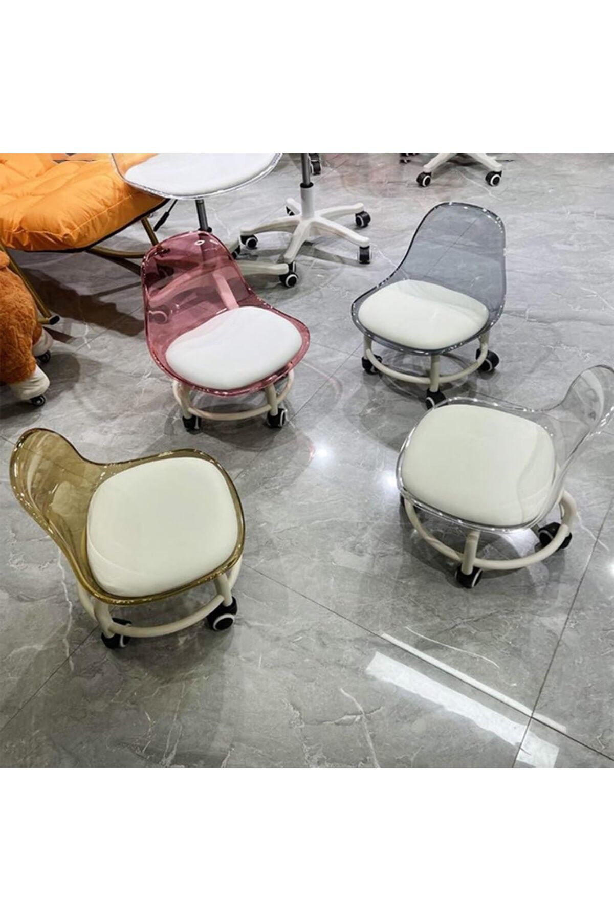DubaiGallery-Low Rolling Stool Low Roller Seat Small Swivel Stool Low to Ground with Mute Wheels and Back Support 3