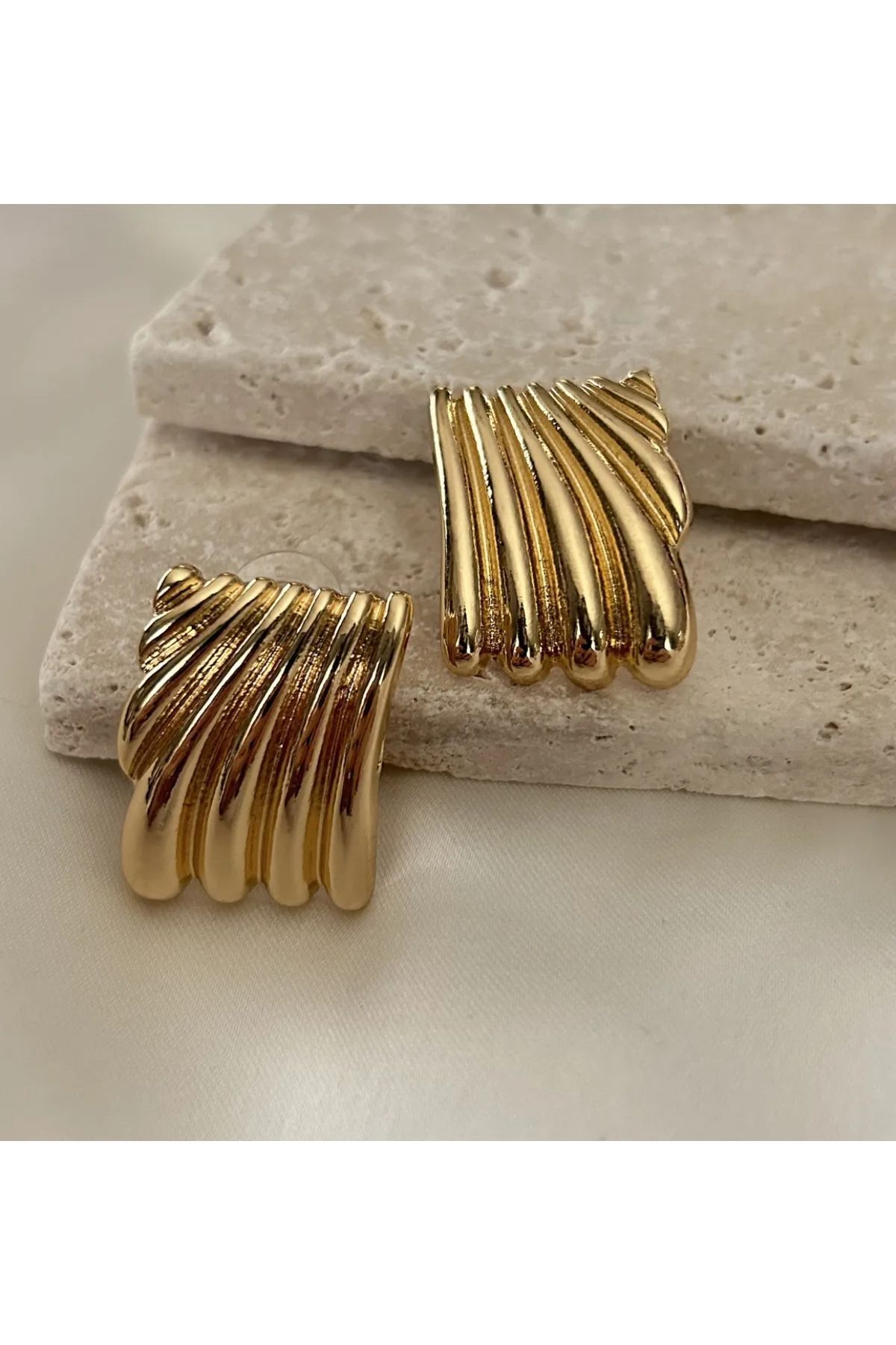 Chanceux Accessories-Hailey Plate - Gold Colored Earrings 2