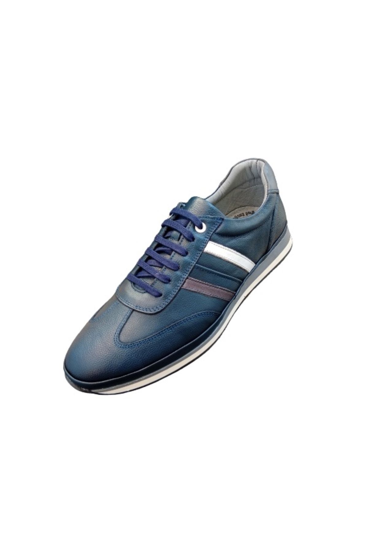 Luis Figo-4444 Navy Blue Genuine Leather Men's Sneakers 3