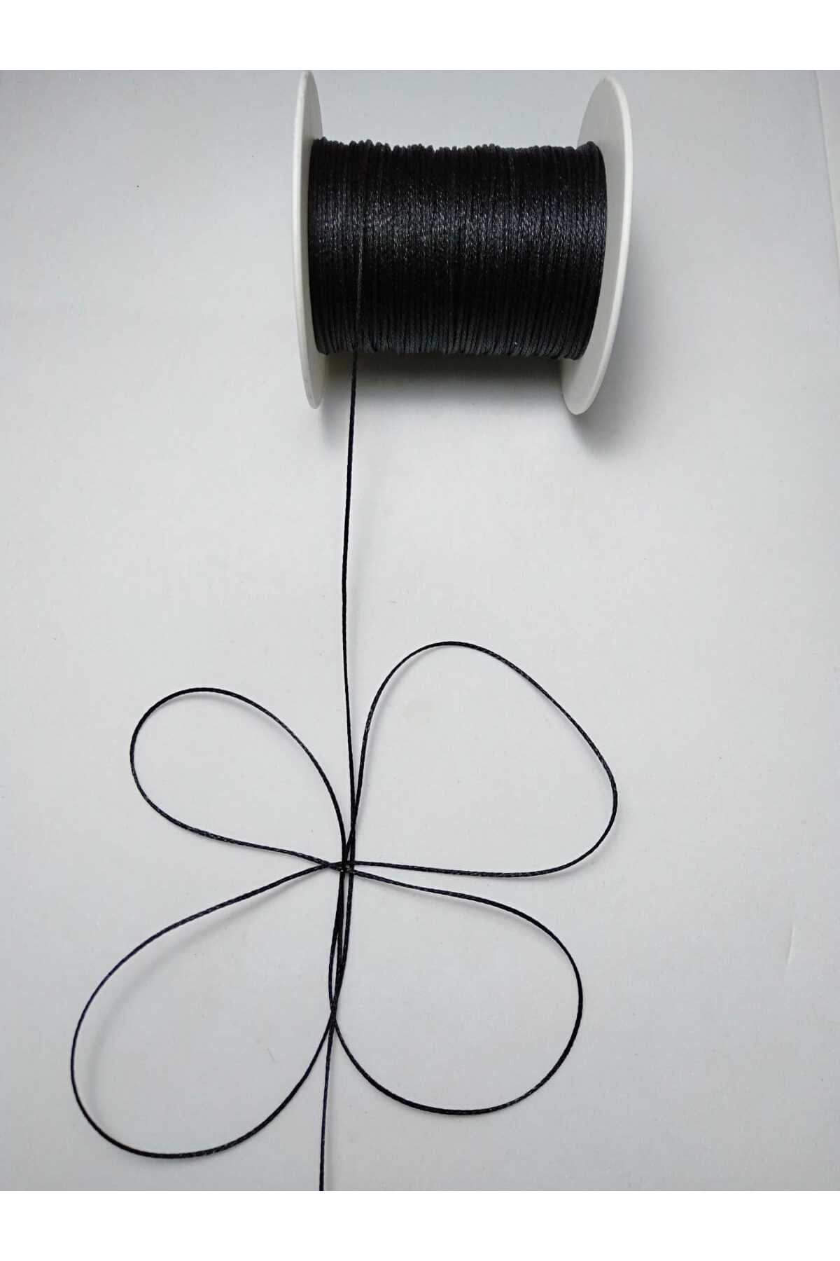 Pitch Black Color ( Bright Luminous Black ) 1.0 Mm 50 Meters Waxed Rope Saddle Leather Sewing Necklace Beads Jewelry Design Bracelet Rope