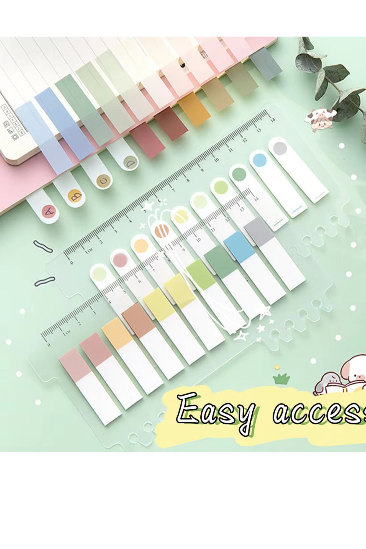 NaSaDAN-10 Colors Ruled Pastel Tones Square Sticky Transparent Postit Note Paper 200 Sheets 2