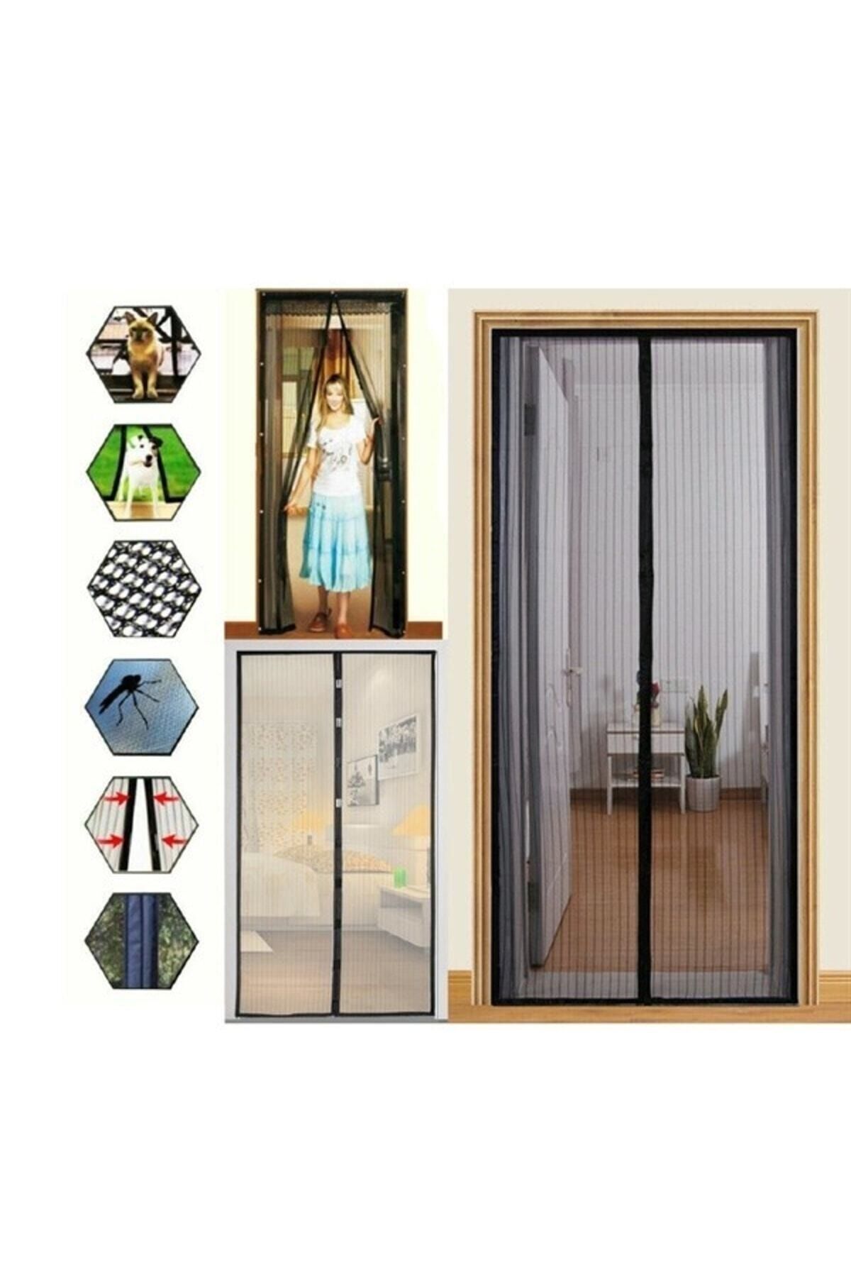 Genel Markalar Manyetik Mıknatıslı Kapı Pencere Balkon Tül Sineklik -siyah 90x210 Cm