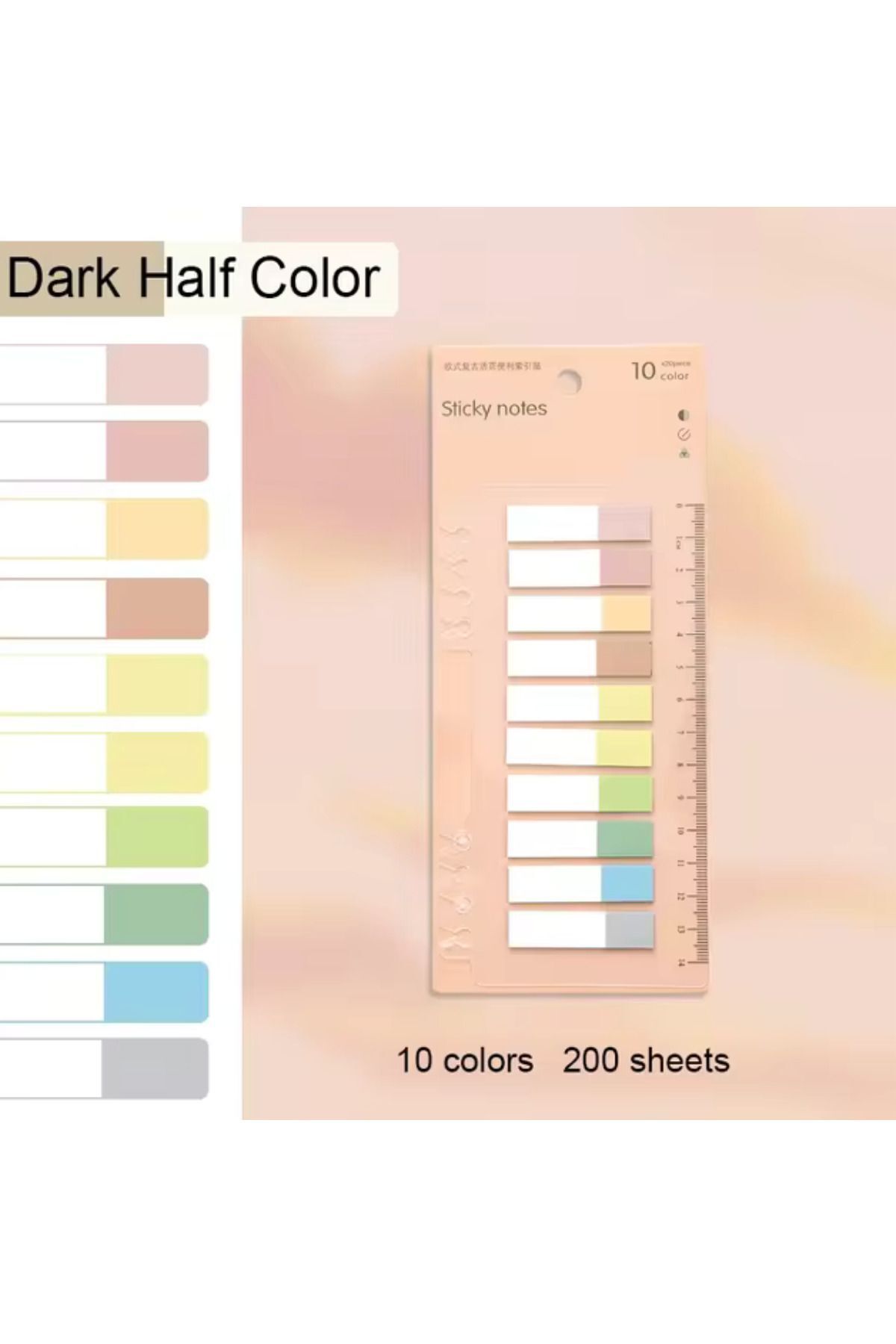 NaSaDAN-10 Colors Ruled Pastel Tones Square Sticky Transparent Postit Note Paper 200 Sheets 3