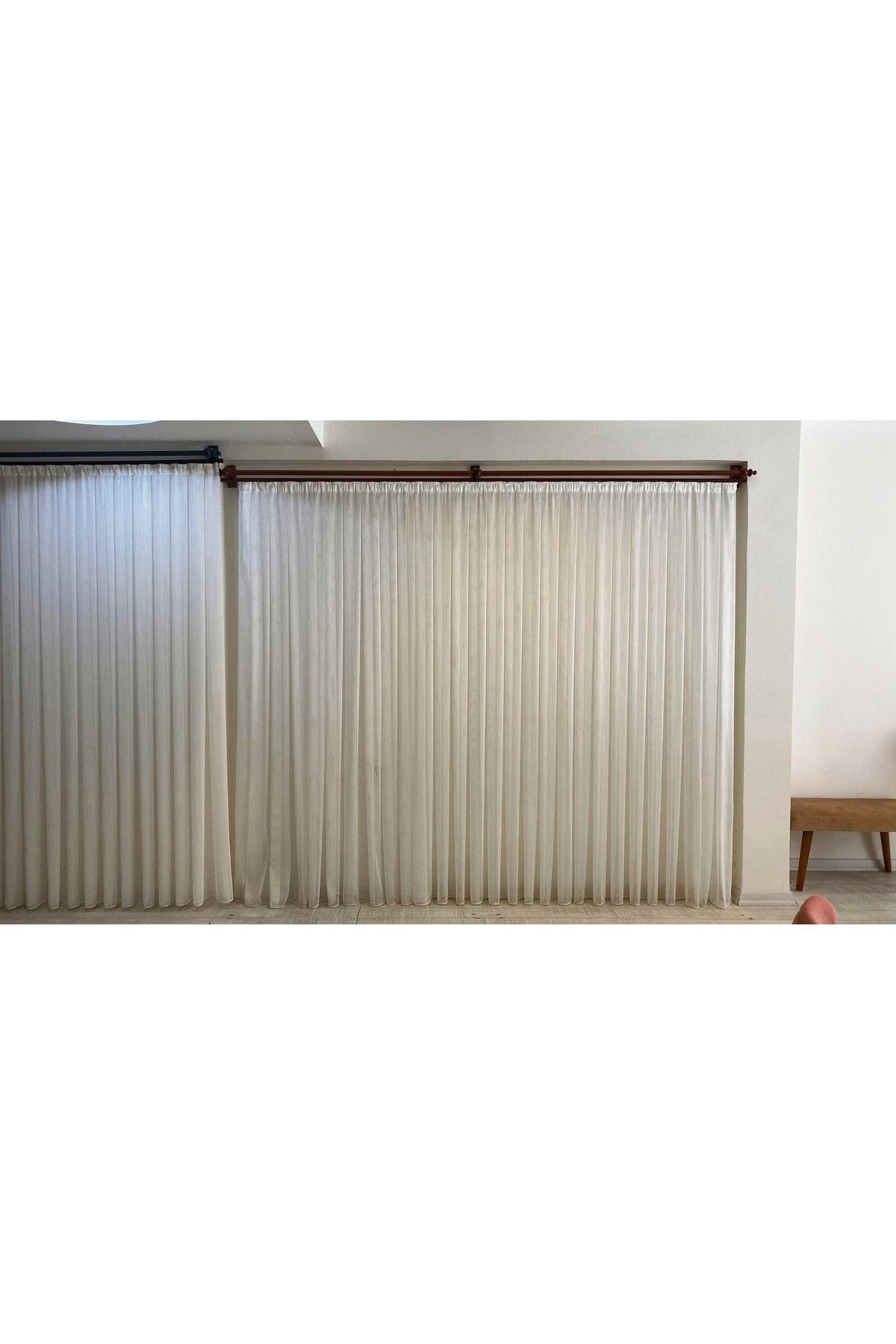 Orlenda-White Wooden Rustic Curtain Hanger - Double Rail Rustic Pipe 125 Cm 8