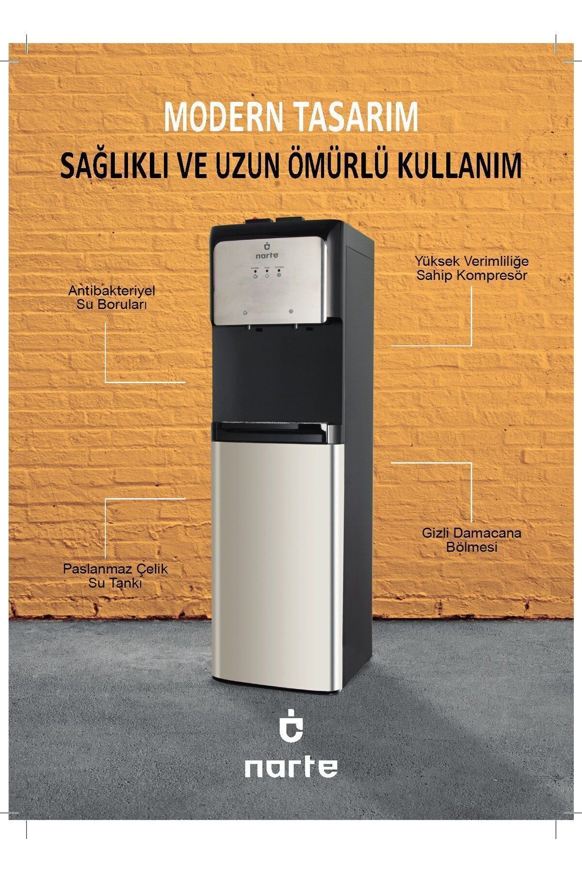 NARTE Freddo Nt-cwd100 Gizli Damacanalı Ilık-soğuk Su Sebili