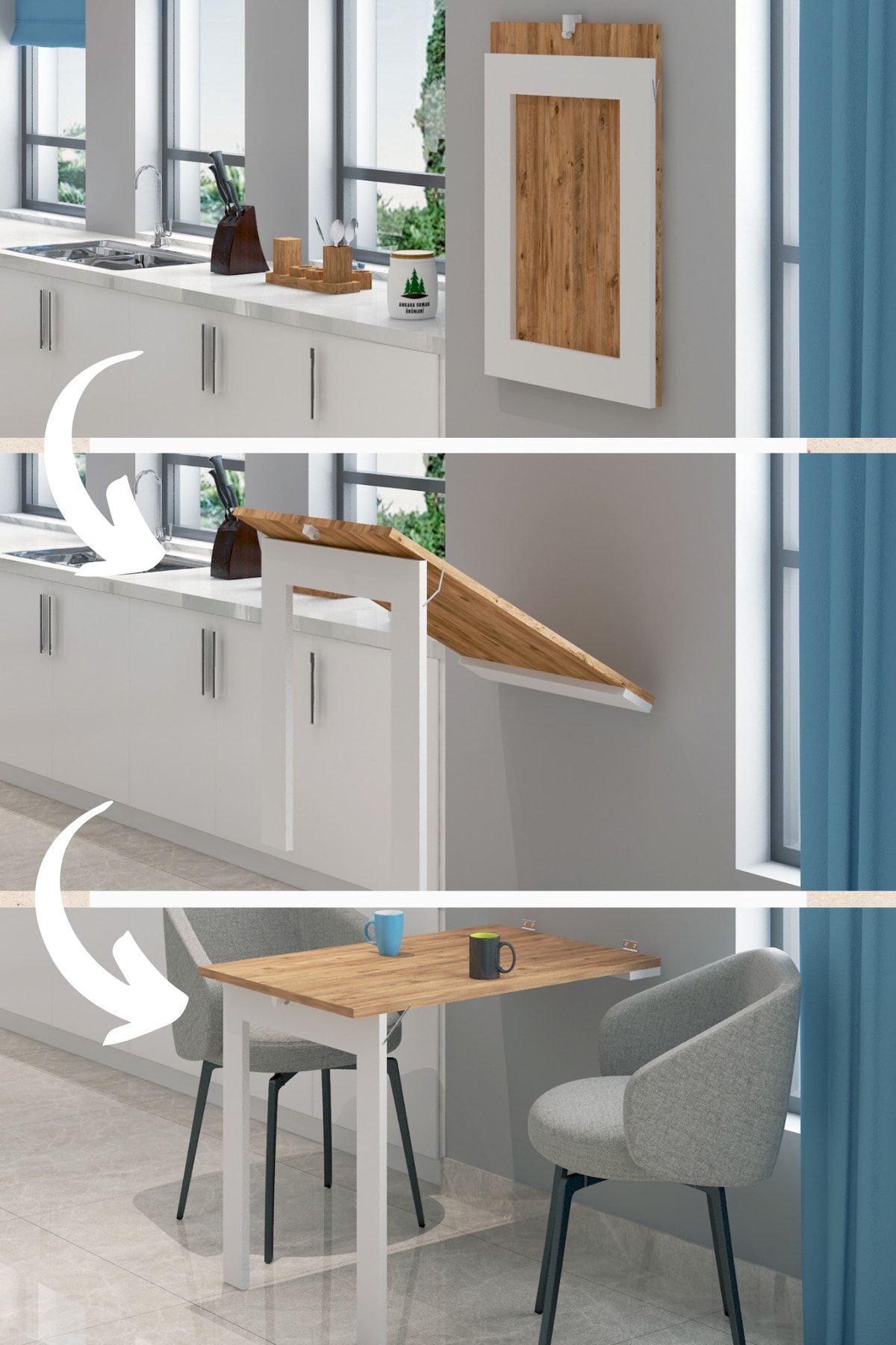 60x90 Cm Wall Mounted Framed Table Table 1st Class Pine Mdf