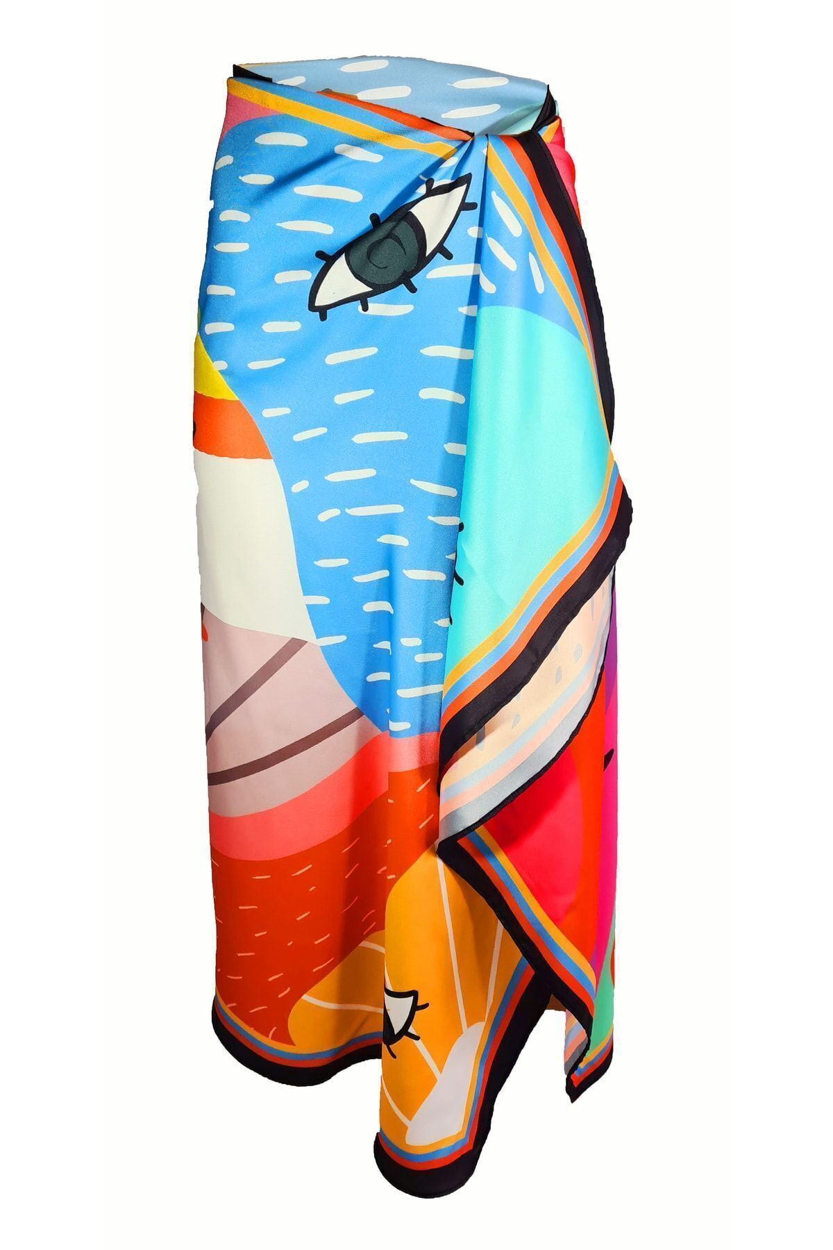 Bolder Multicolored Rainbow Patterned Sheer, Shiny Fabric 95*145 Cm