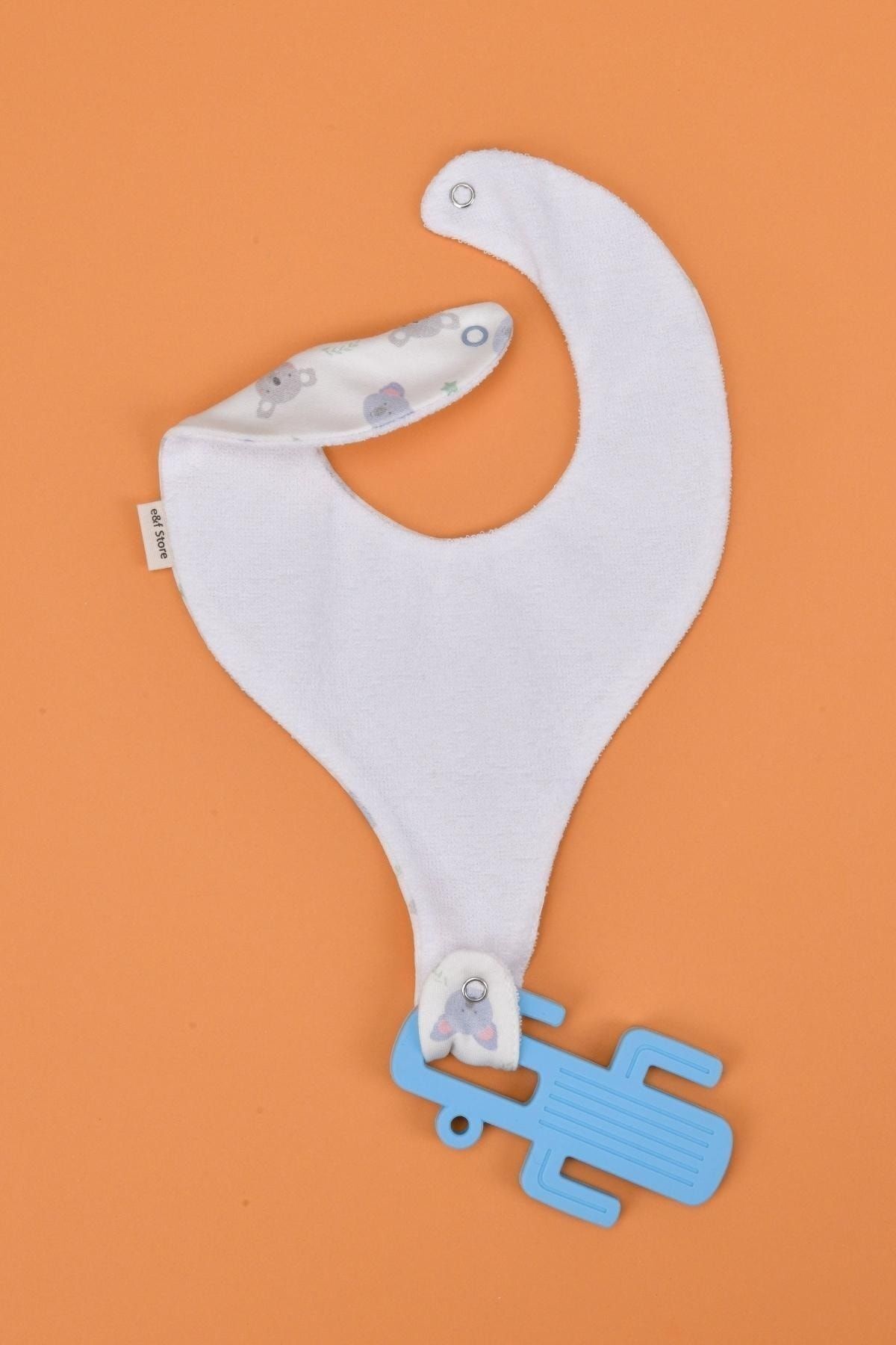 e&f Store Erkek Bebek Sıvı Geçirmez Emzik Tutucu Mama Önlüğü Seti fotoğrafı 5 (önizleme)