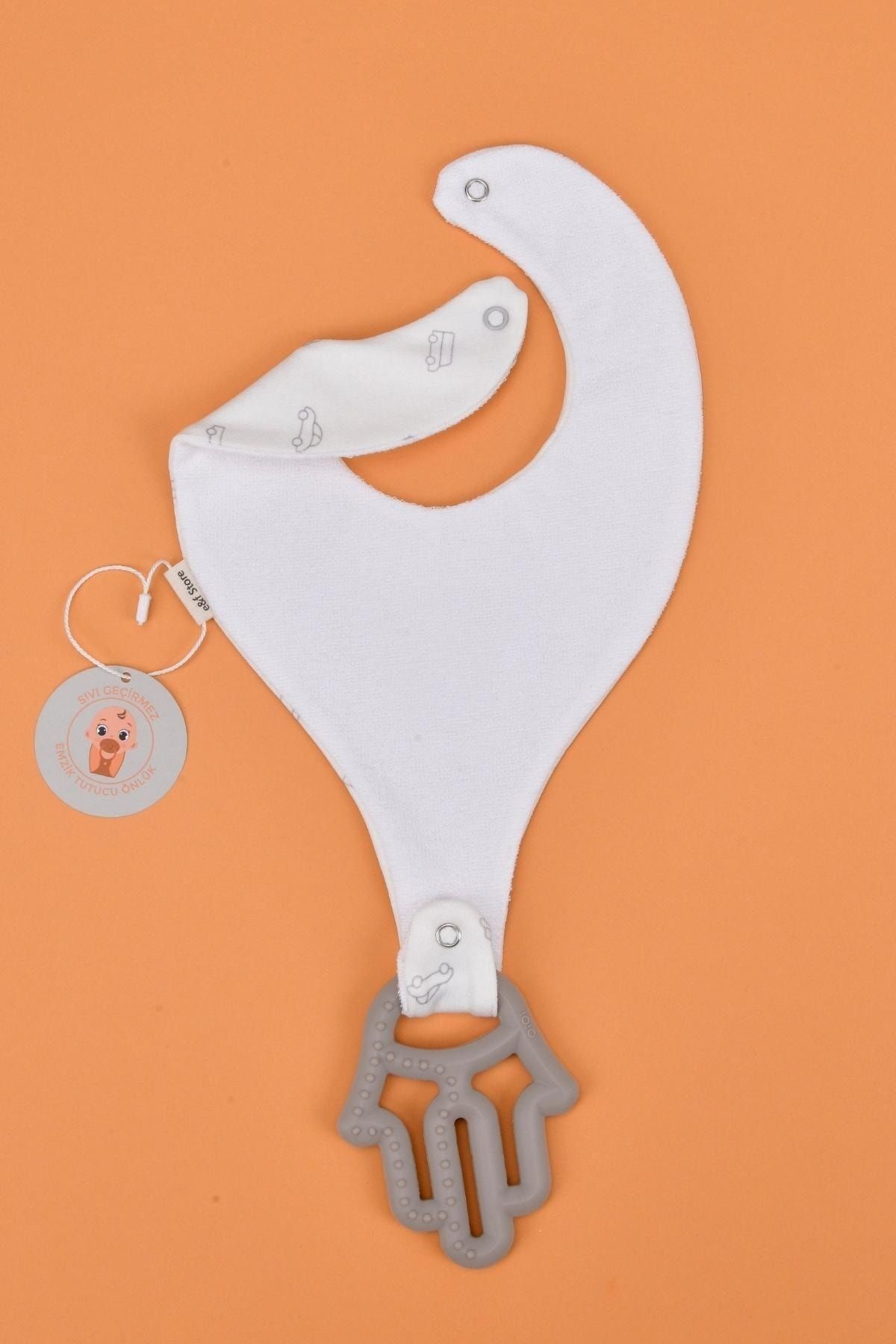 e&f Store Erkek Bebek Sıvı Geçirmez Emzik Tutucu Mama Önlüğü Seti fotoğrafı 7 (önizleme)