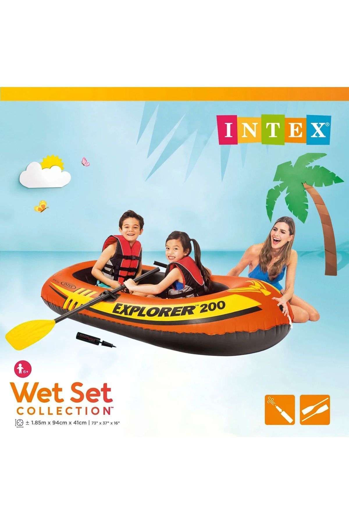Intex-Kürekli Binici Bot Seti - Kürekli Şişme Bot Set-havuz Ve Deniz Binici Bot Explorer 200-185x94x41 Cm. 8