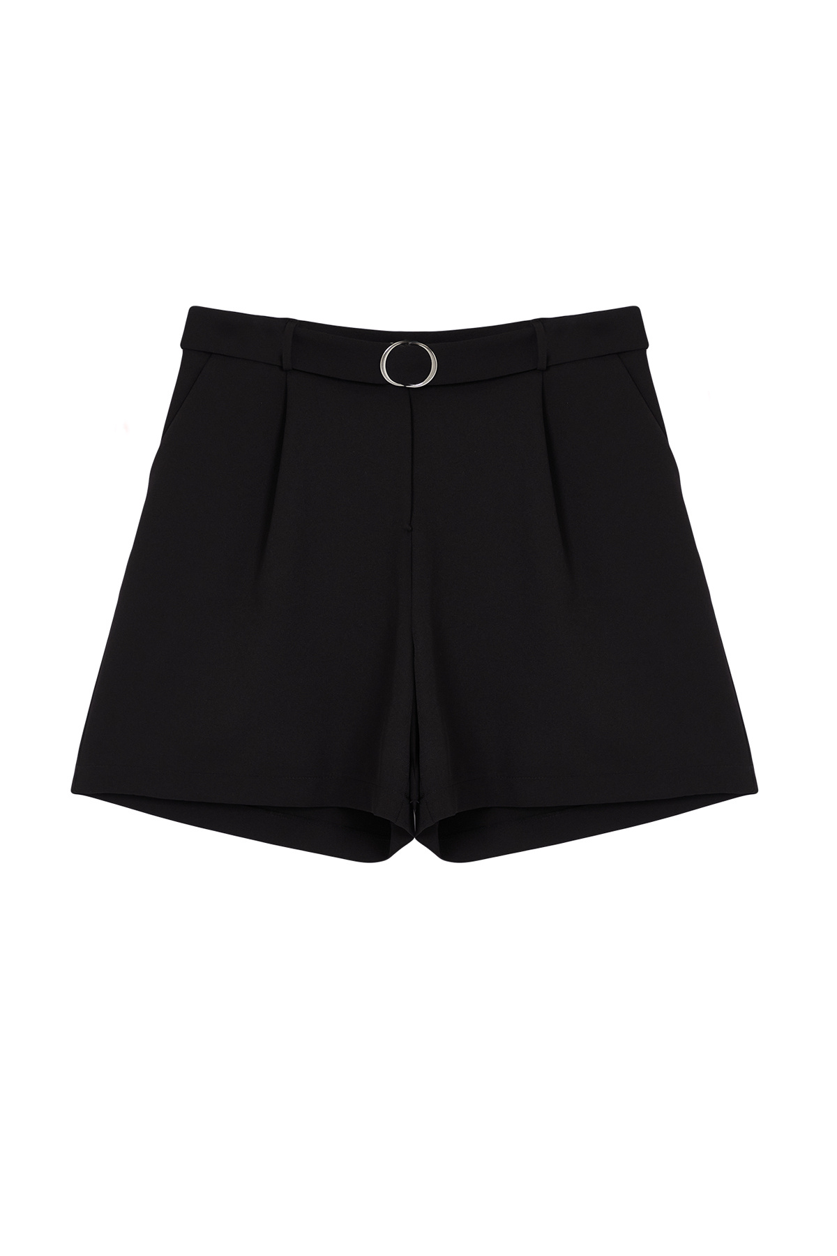 Trendyol Curve-Černé šortky se zipem Plus Size - Tbbaw25ap00000 6