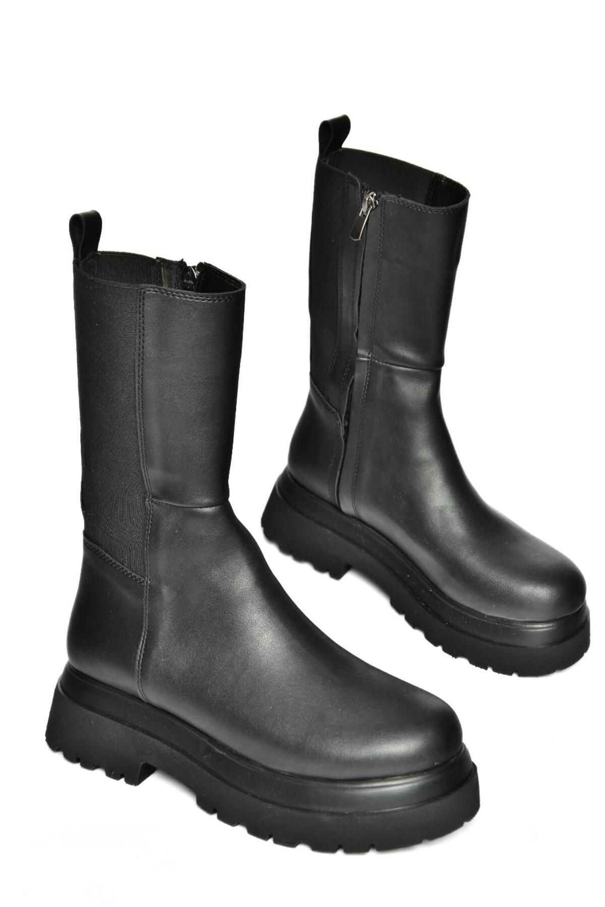 Fox Shoes-R267043109 Czarne buty damskie z grubą podeszwą i rozciągliwą podeszwą 6