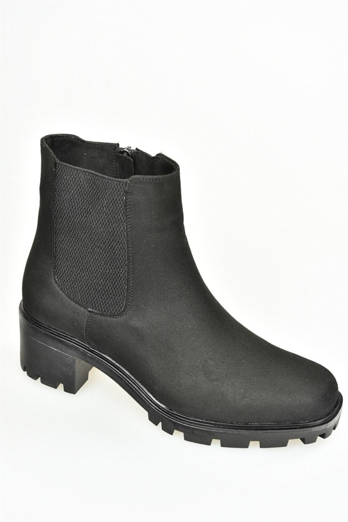 Fox Shoes-Schwarze Wildleder-Damenstiefel mit kurzem Absatz L252022002 5
