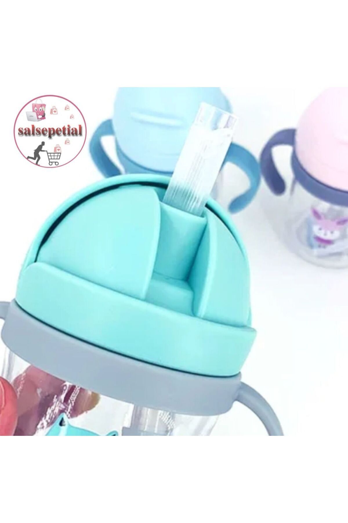 Salsepetial 250ml Figürlü Pipeti Suluk Bebek Matara Sevimli Su Şişesi Bebek Pipetli Biberon Matara fotoğrafı 6 (önizleme)