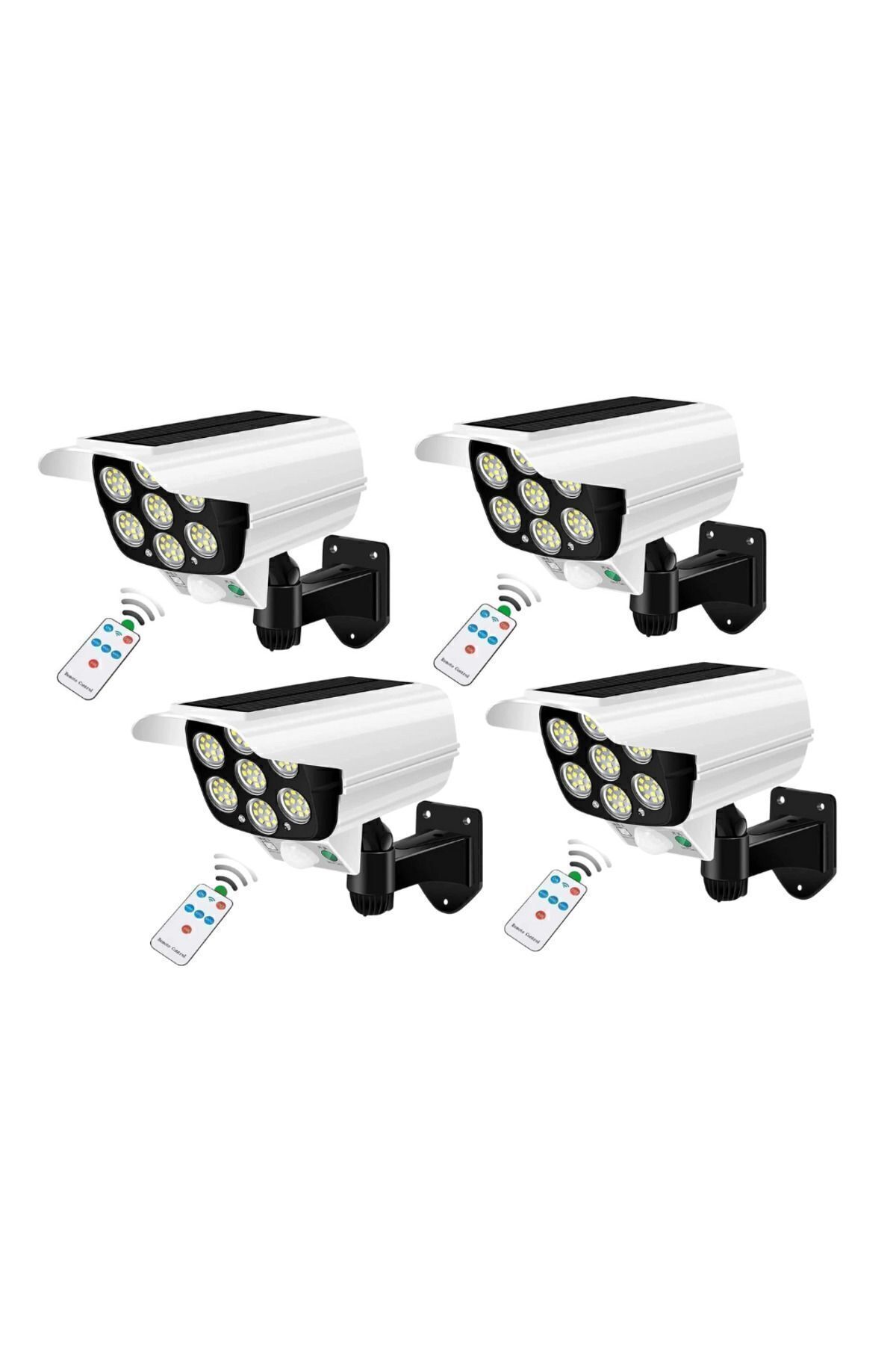 4 Adet Kamera 30 1 Led Güneş Enerjili Hareket Sensörlü Solar Aydınlatma 3 Mod Kamera