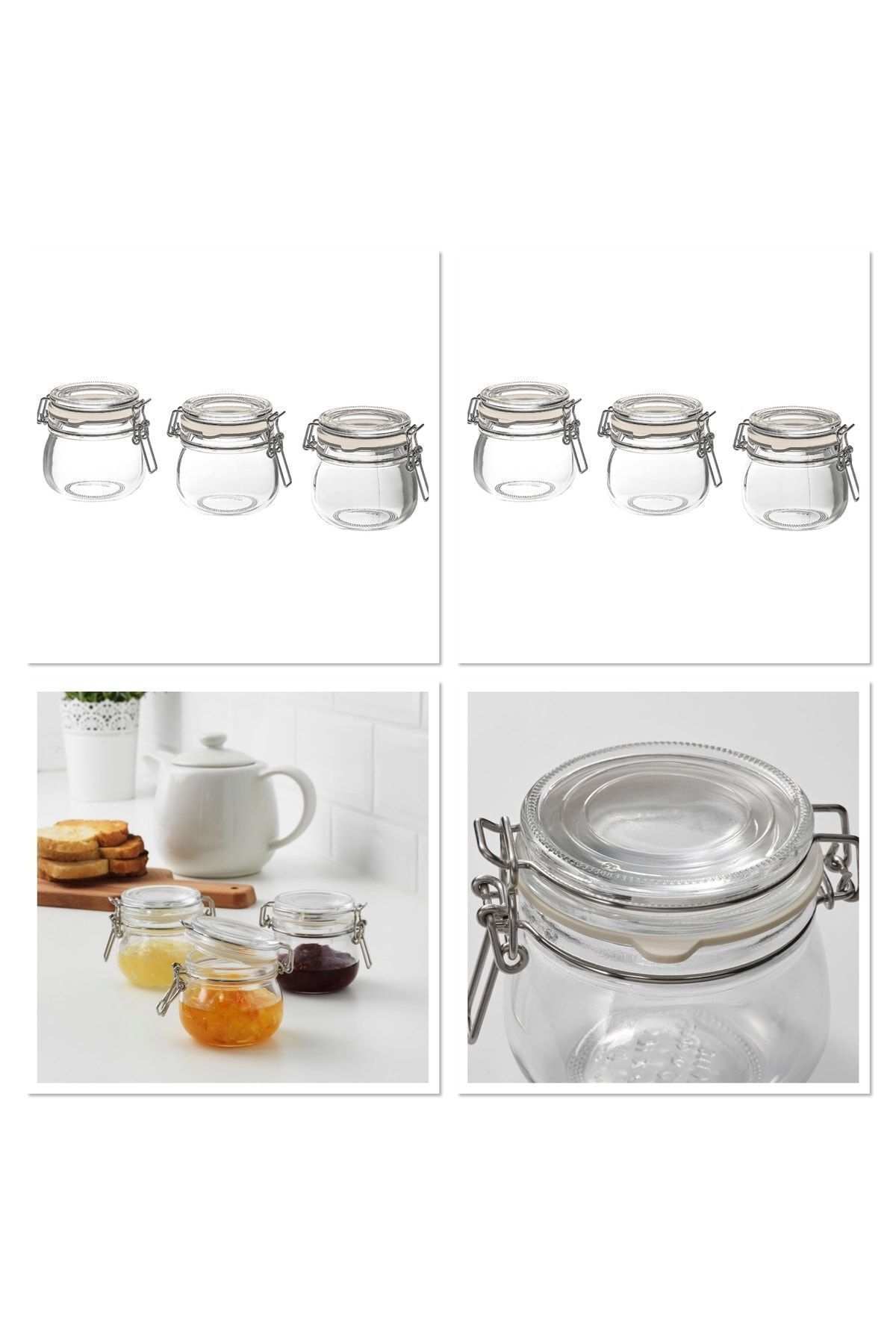 IKEA-Set of 6 Glass Jars with Lids 13 Cl 1