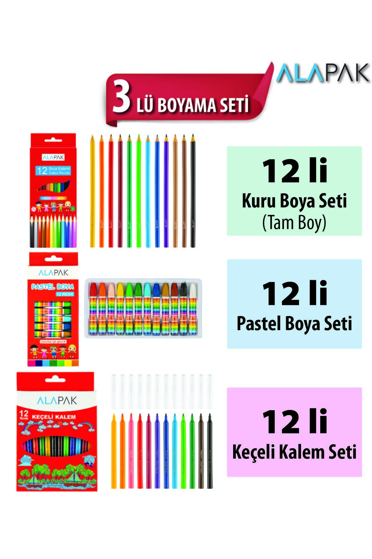 Alapak 3 lü Kırtasiye Seti - Okul Seti