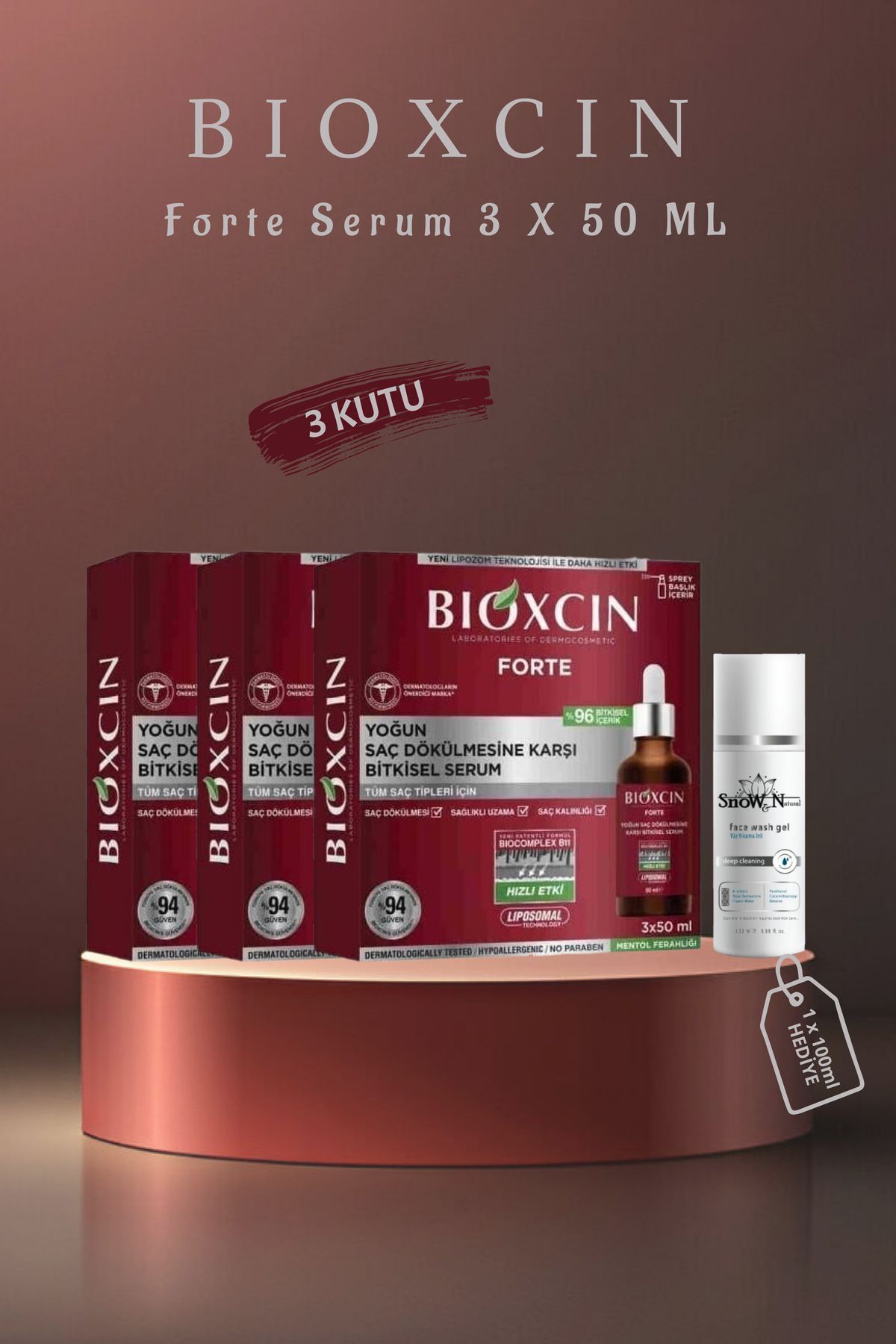 سرم ضد ریزش مو فورته اینتنس 3x50ml 3 جعبه انواع مو + ست هدیه ژل Bioxcin