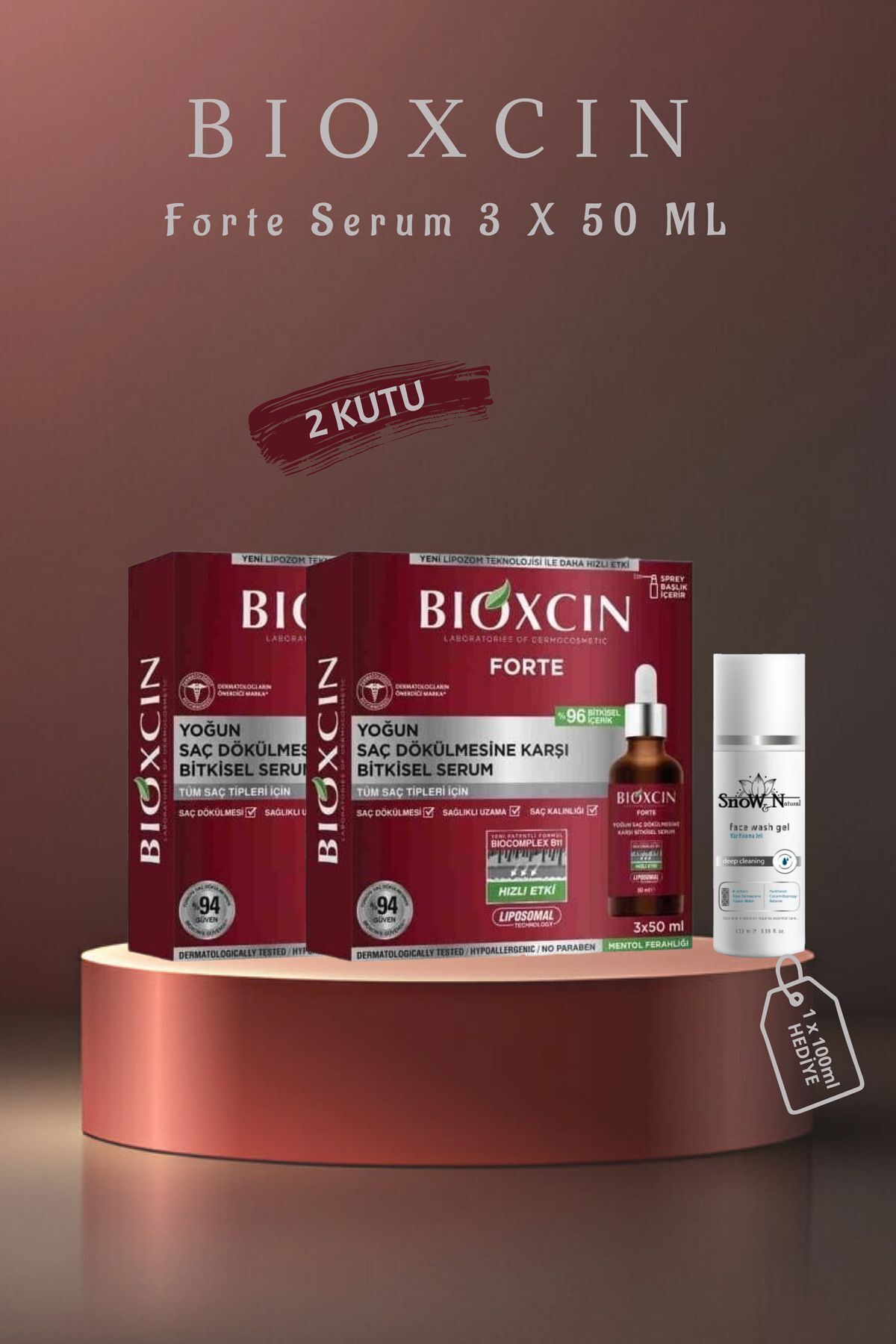 سرم ضد ریزش مو فورته اینتنس 3x50ml 2 جعبه انواع مو + ست هدیه ژل Bioxcin