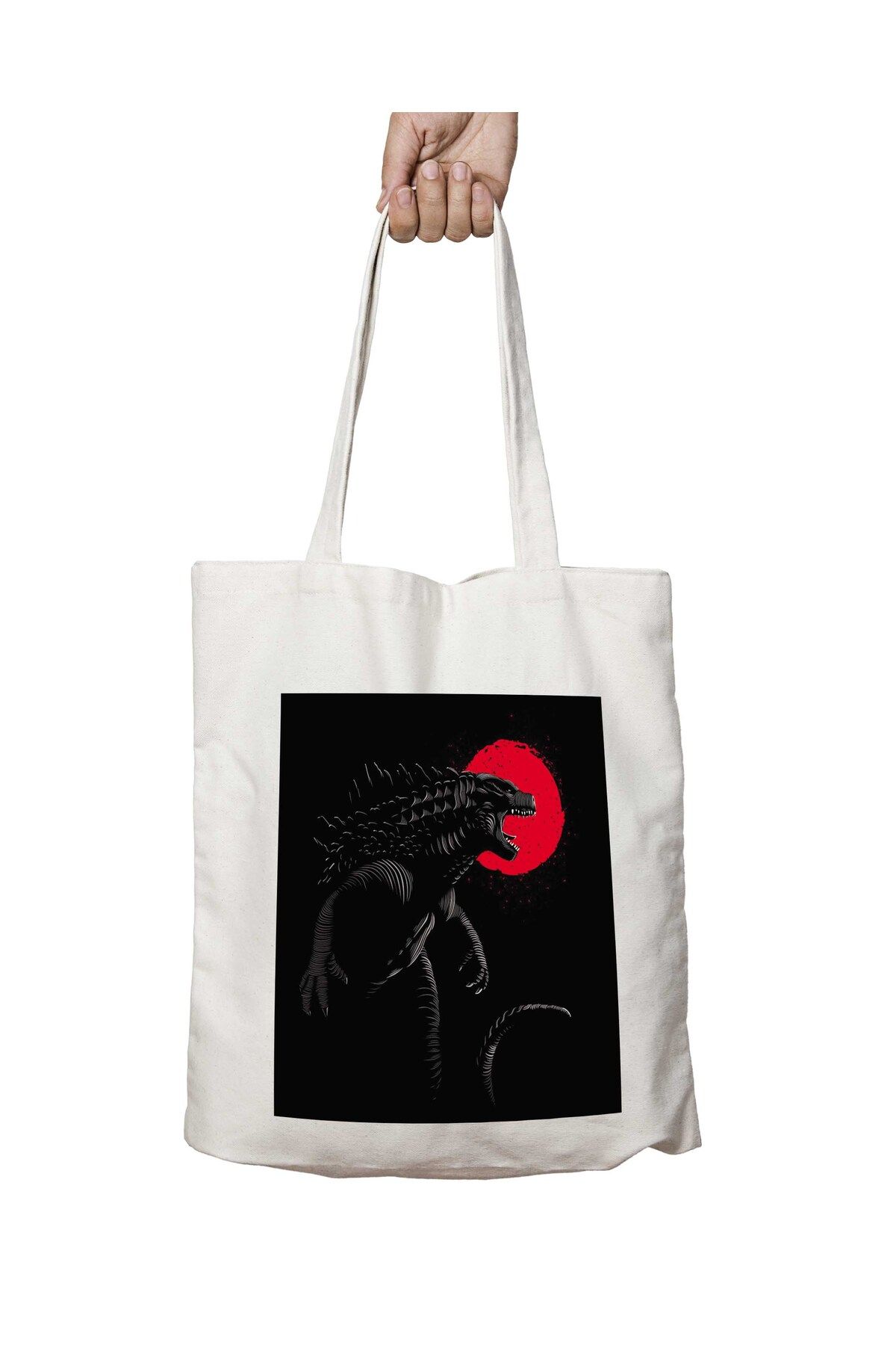 ART HEDİYE Geantă De Umăr Lavabilă Cu Imprimeu Permanent Pe Două Fețe Godzilla Destroy Unisex - One Size