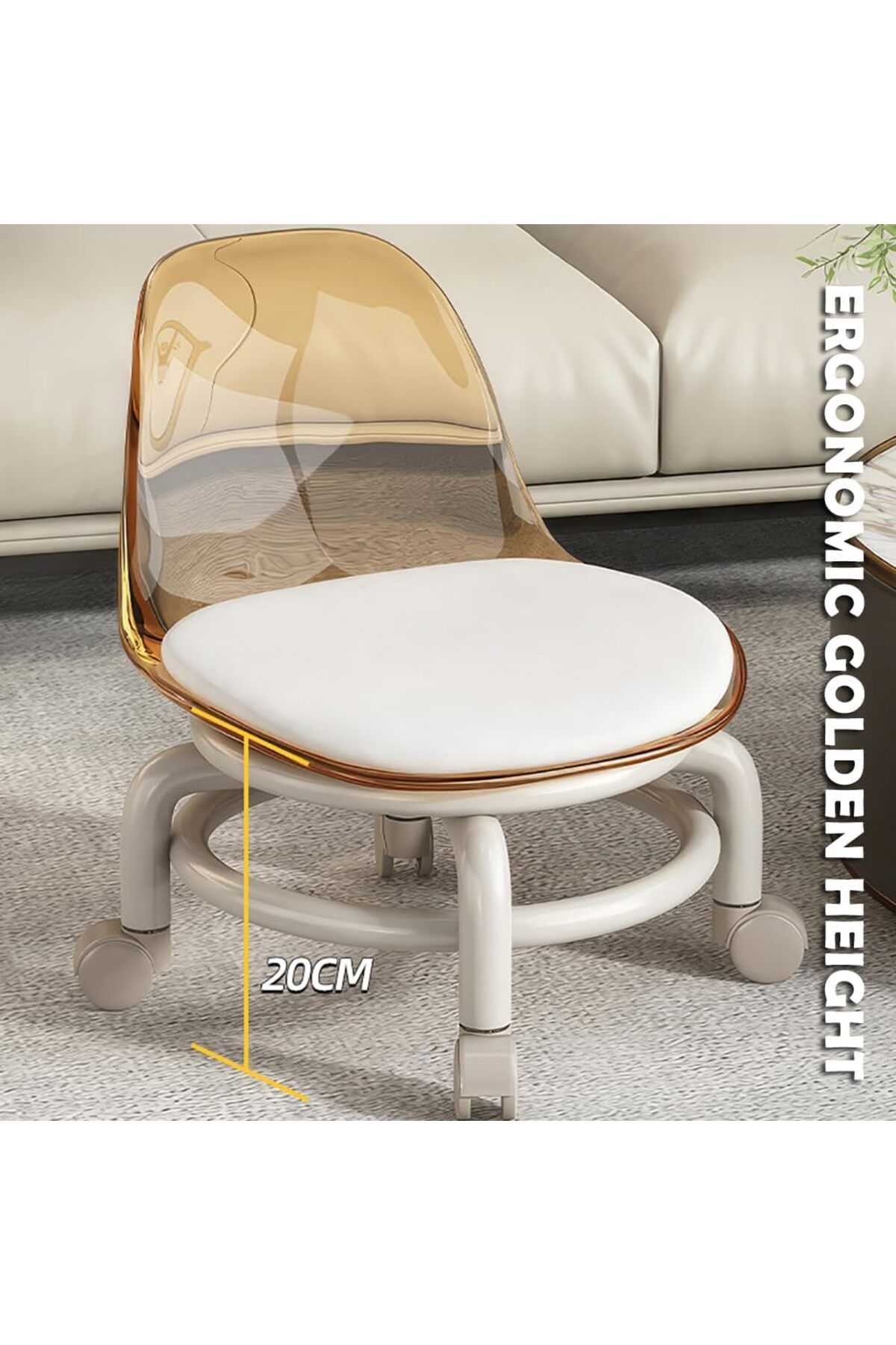 DubaiGallery-Low Rolling Stool Low Roller Seat Small Swivel Stool Low to Ground with Mute Wheels and Back Support 5