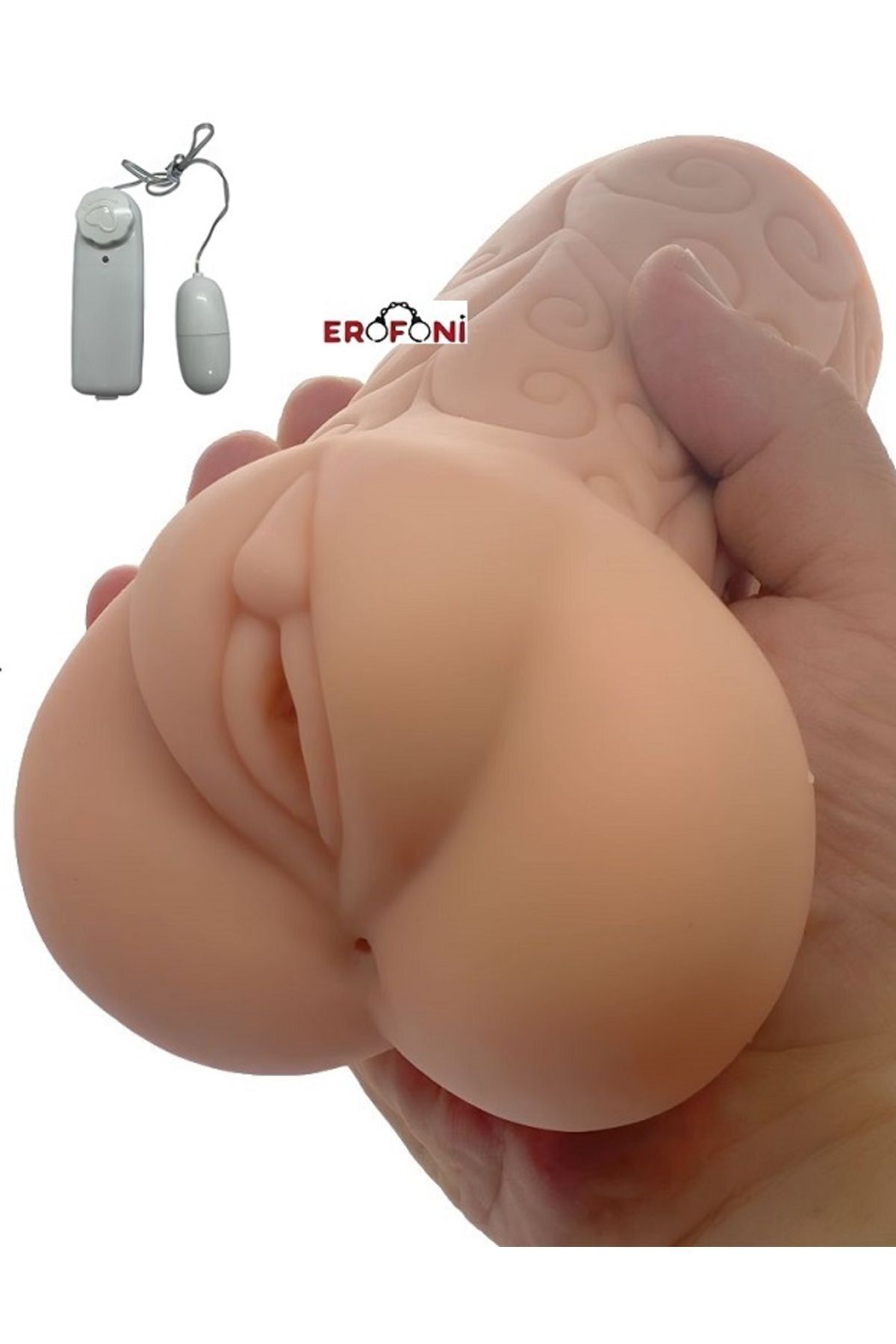 Ultra Süper Realistik Büyük Boy Erofoni 2 İşlev Titreşimli 17 Cm Yapay Suni Vajina Anüs Mastürbatör