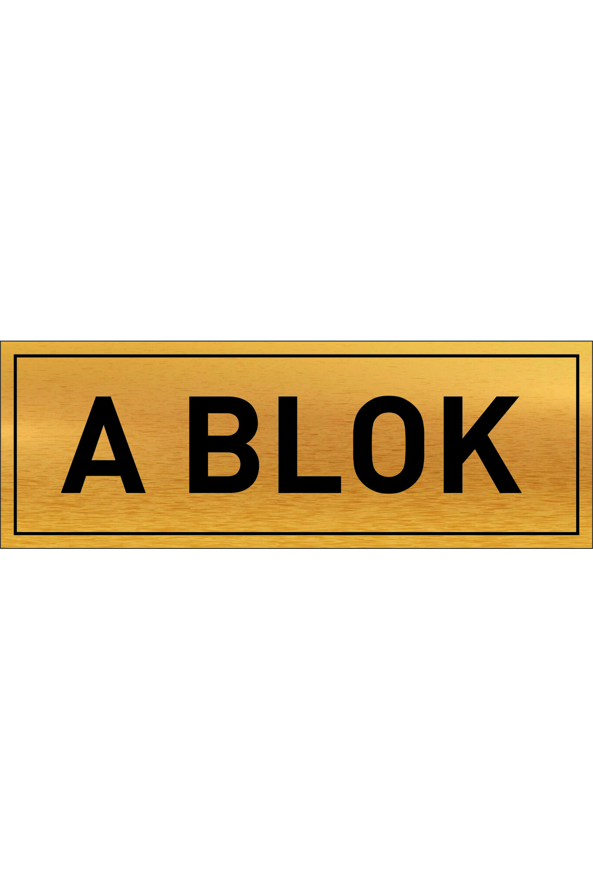 GOLD METAL PLATE WITH A BLOCK 20 X 7 CM