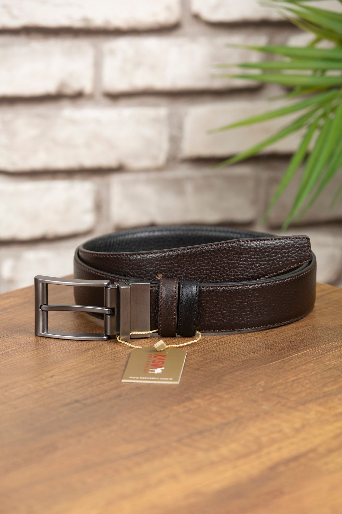 کمربند مردانه قهوه ای KASVA DERİ | ÇİFT1 اورجینال - تصویر 3