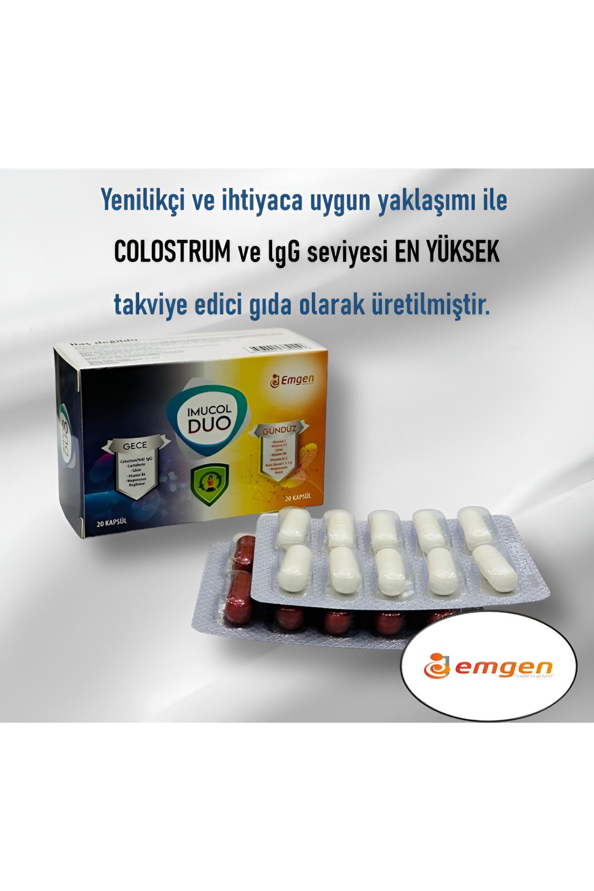 EMGEN-IMUCOL DUO - Night and Day Dual Use Colostrum 20+20 Capsules 2