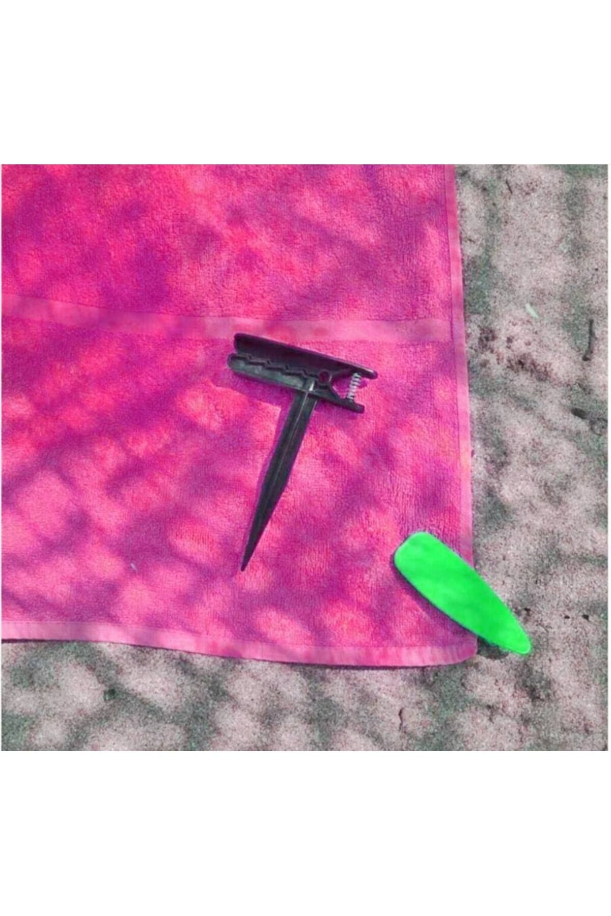 Boldy-Set of 2 Towels and Stakes - for Beach and Peg - Piled Stabilizer - Towel Holder 3