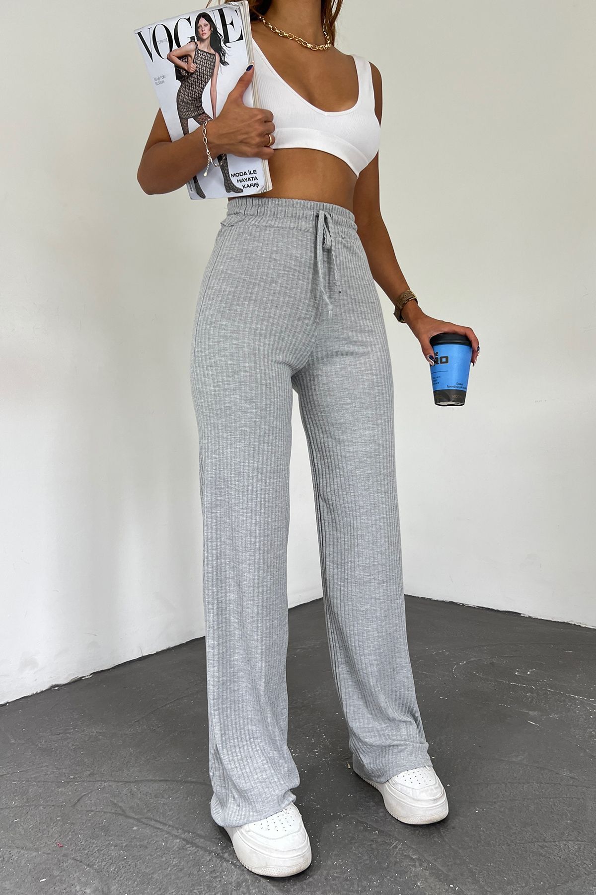 Sun Victoria Dámske sivé košieľkové nohavice Palazzo Wicked Wicked