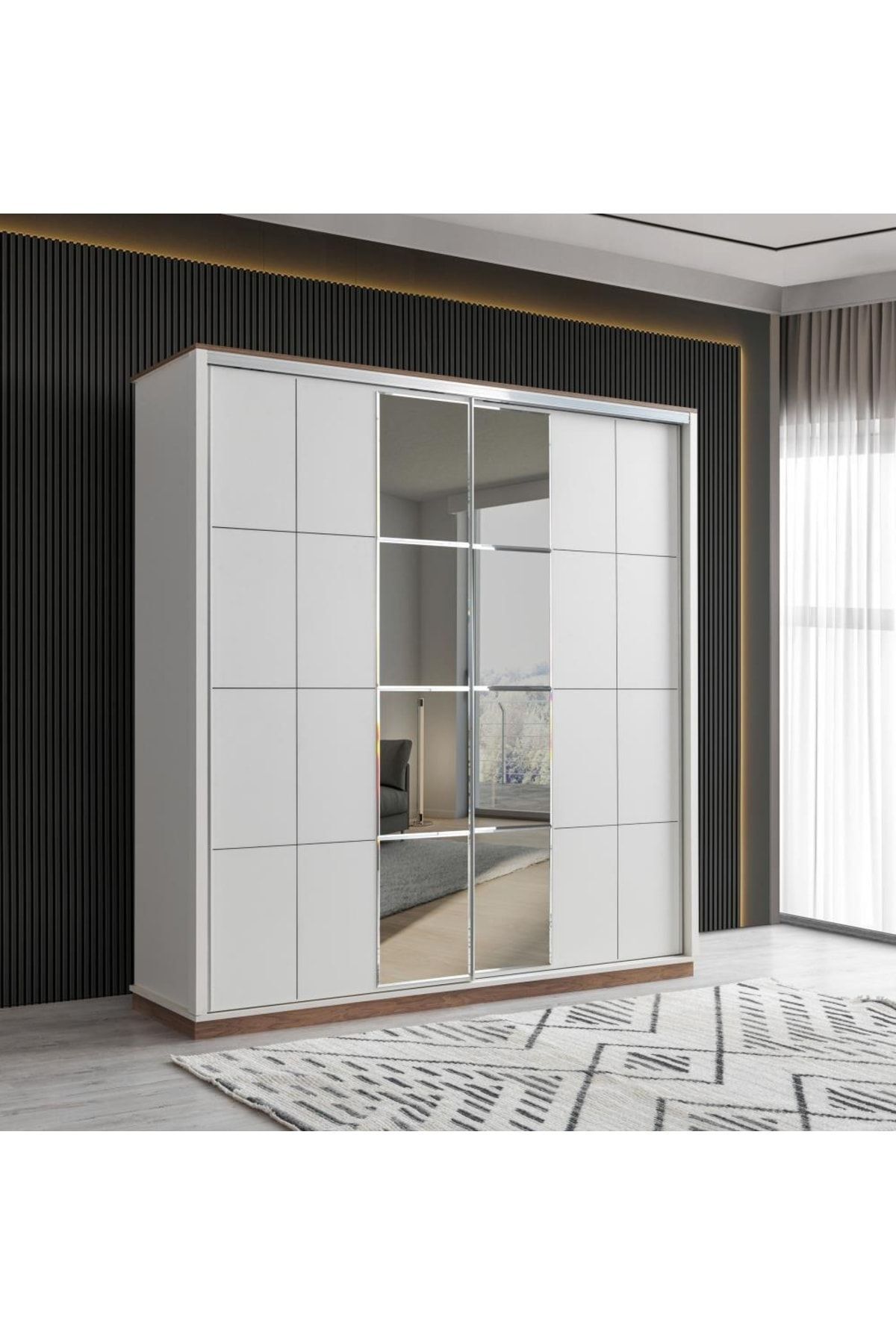 Efsane Sürgülü Gardırop Aynalı Elbise Dolabı 200x60x214