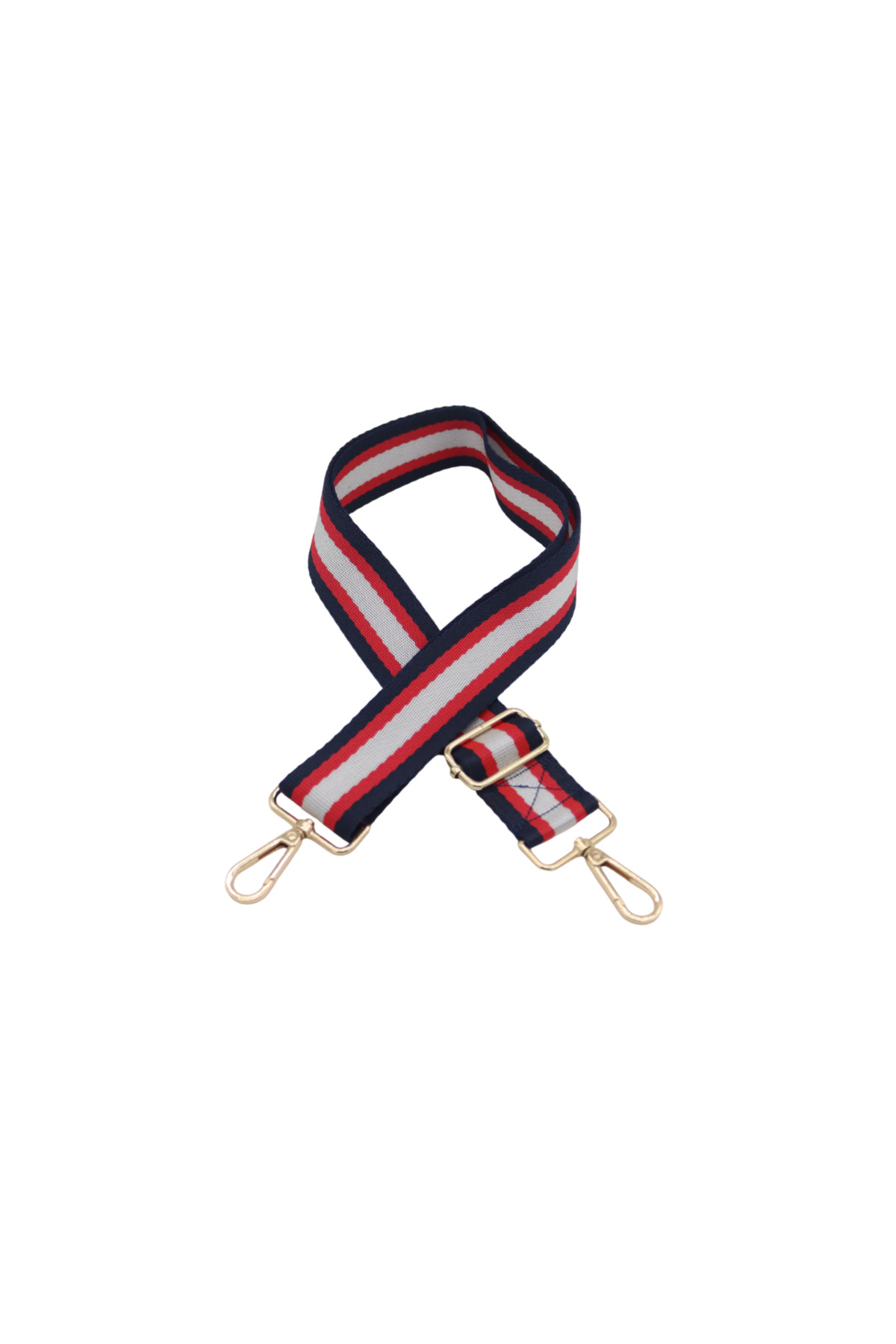 Navy blue-red-silver color striped adjustable bag hanger (4cm x 120cm)