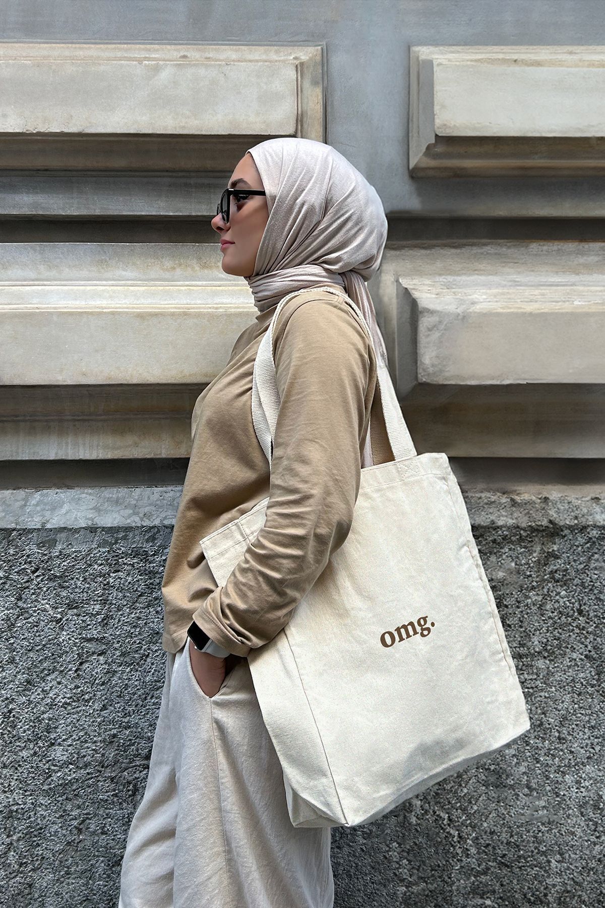 Canvas Cloth Bag - OMG (SNAP - inner POCKET - 320GR - 100% COTTON)