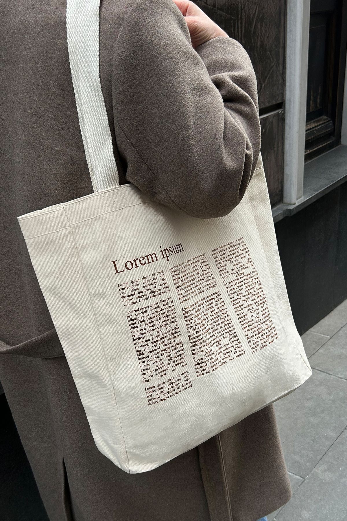 feinas-Geantă tote din pânză Lorem Ipsum - Buzunar interior cu capsă 320gr 100% bumbac 5