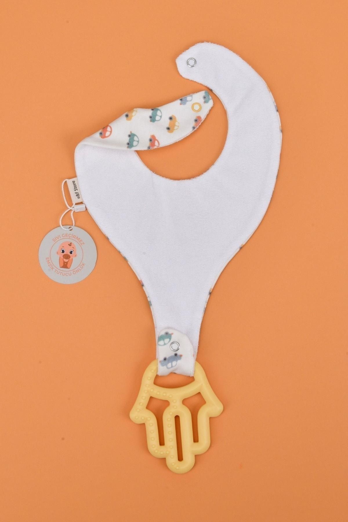 e&f Store Erkek Bebek Sıvı Geçirmez Emzik Tutucu Mama Önlüğü Seti fotoğrafı 3 (önizleme)