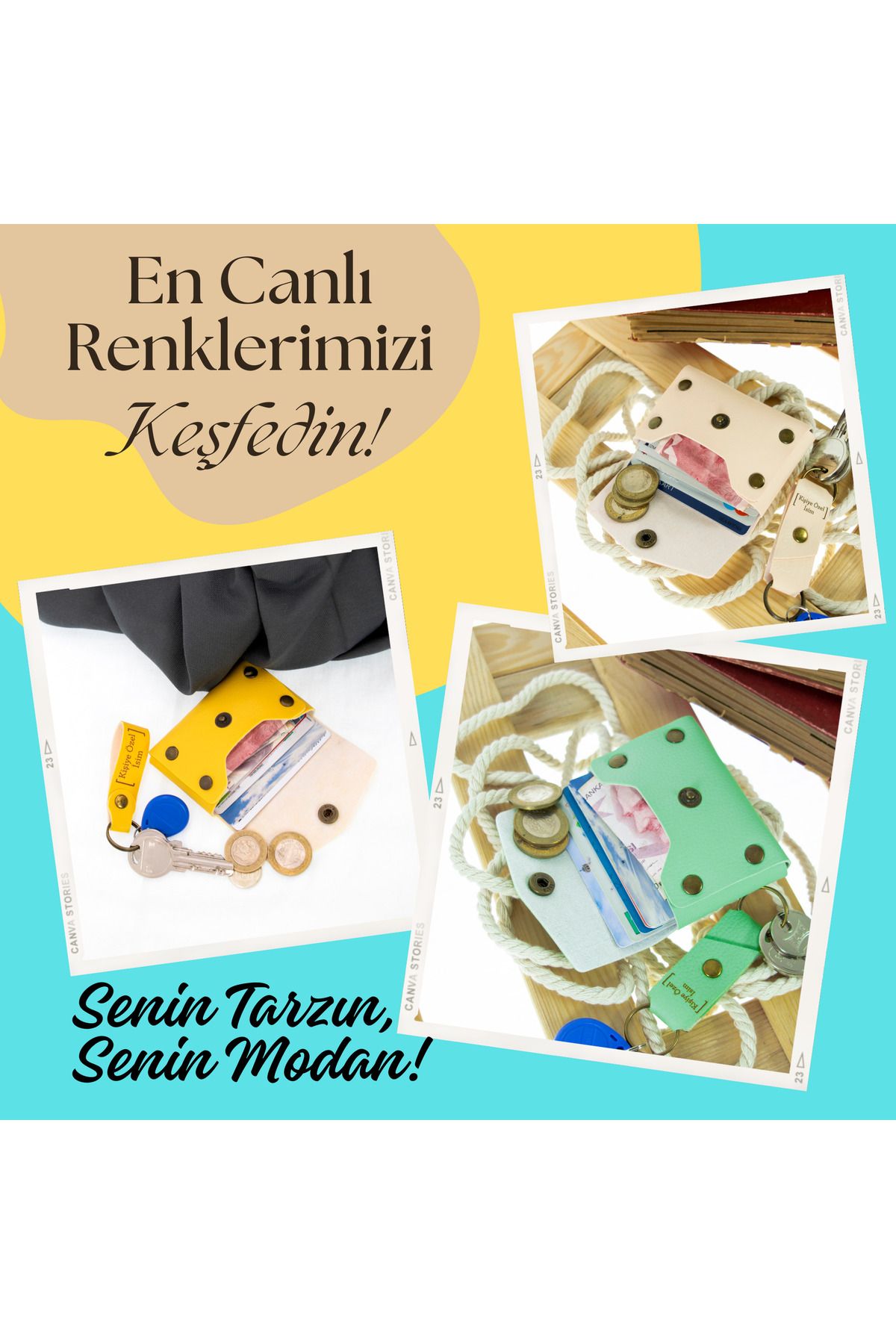 miawiki-Light Blue NAme Custom PAtterned Question MArk - WAllet And KeychAin Set 5