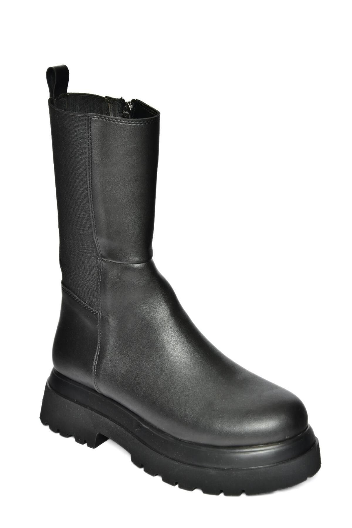 Fox Shoes-R267043109 Czarne buty damskie z grubą podeszwą i rozciągliwą podeszwą 8