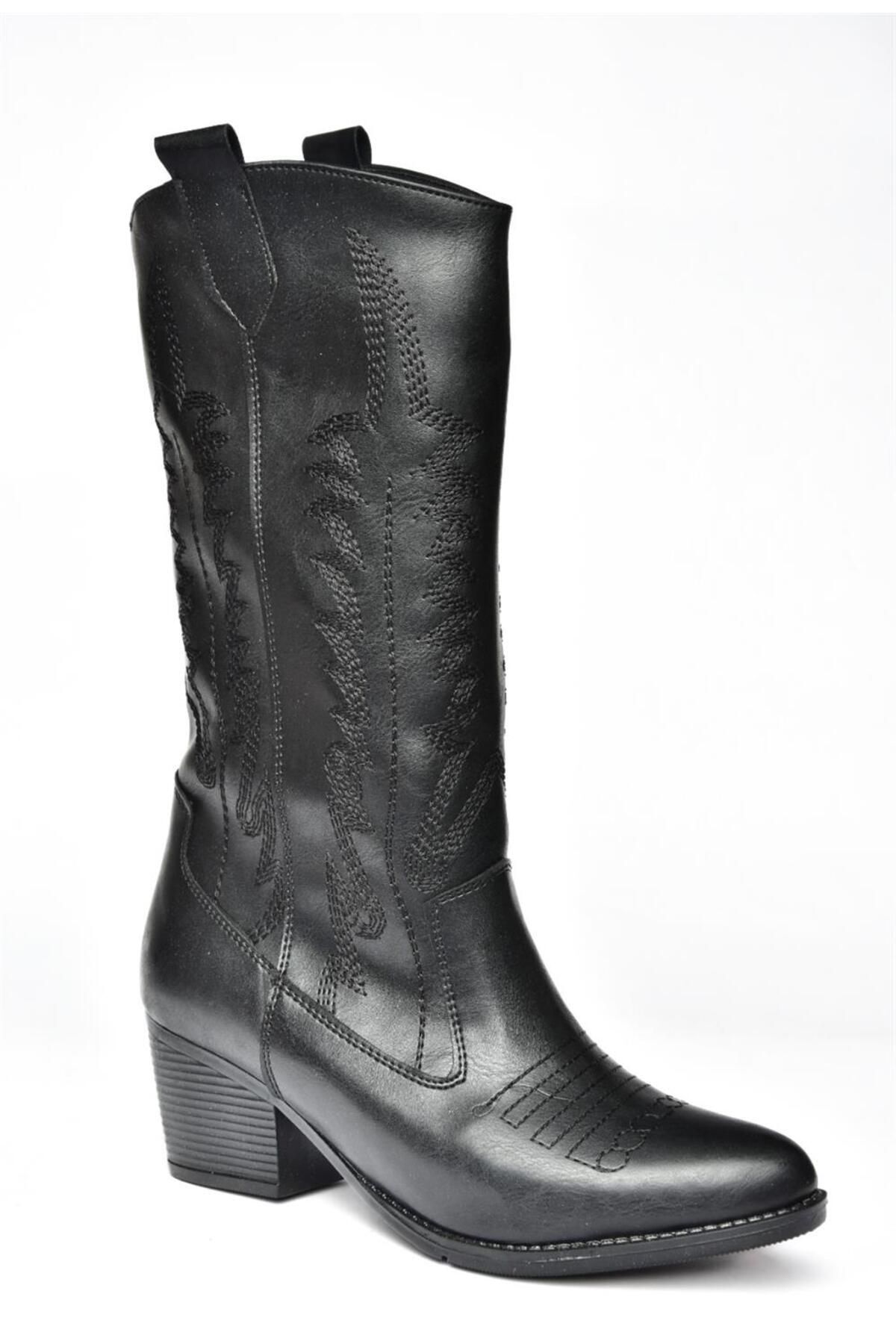 چکمه مشکی زنانه بوت پاشنه بلند R973934009 Fox Shoes