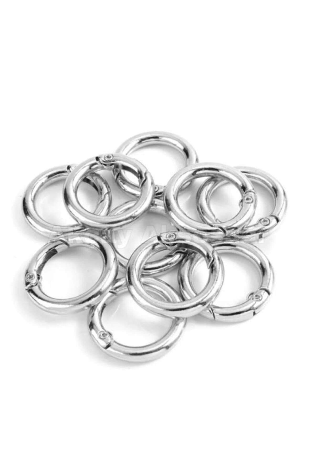 Beilys BEİLYS 10 Adet Gümüş Metal Yaylı Halka - Çap : 2 Cm