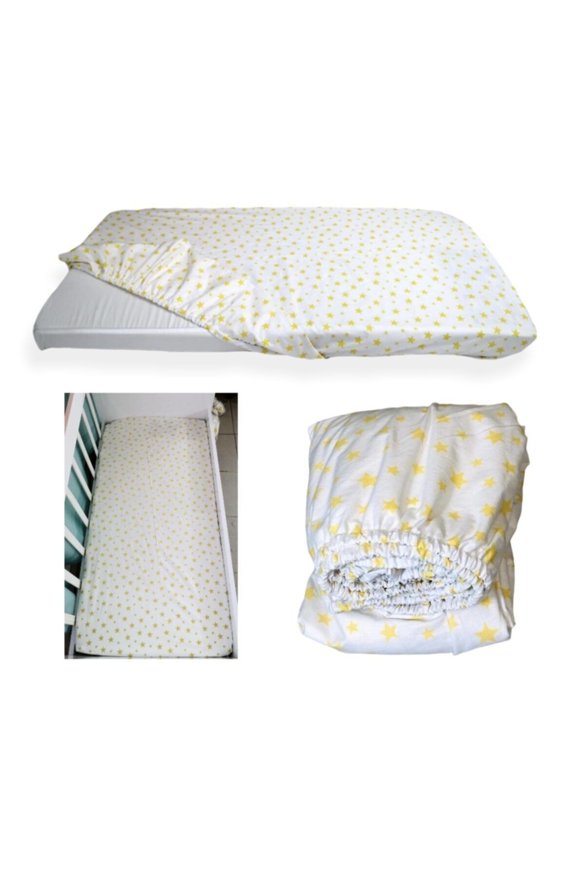 Baby & Kids Cotton Elastic Sheet Yellow Star 70x110