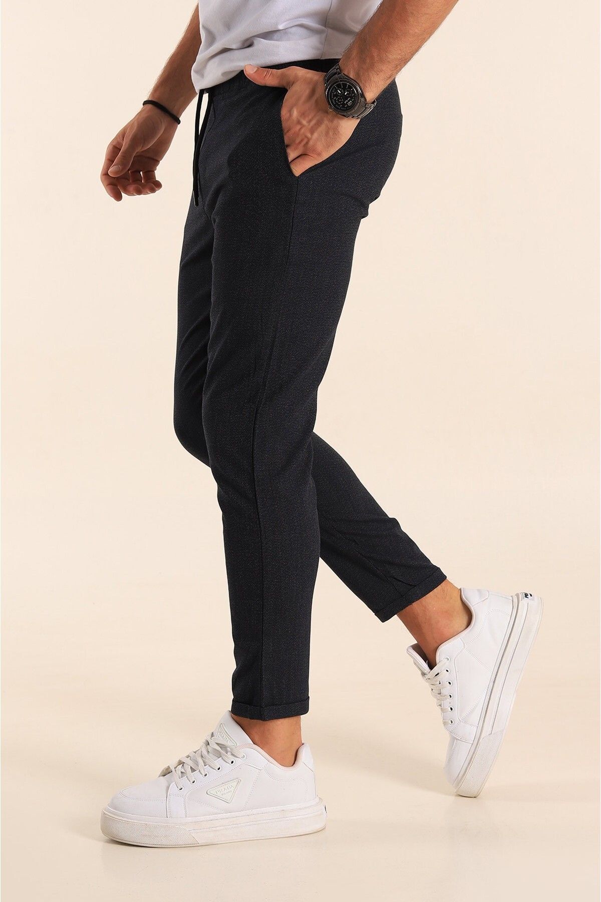 HATCELL-Double Layer Leg and Elastic Waist Jogger Sweatpants 3