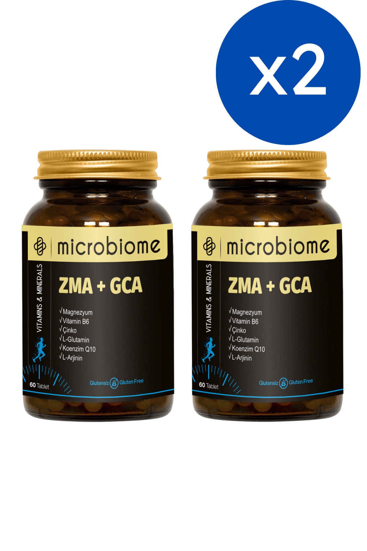 2'li Paket: Microbiome ZMA + GCA 60 Tablet x2 Adet Spor Supplement