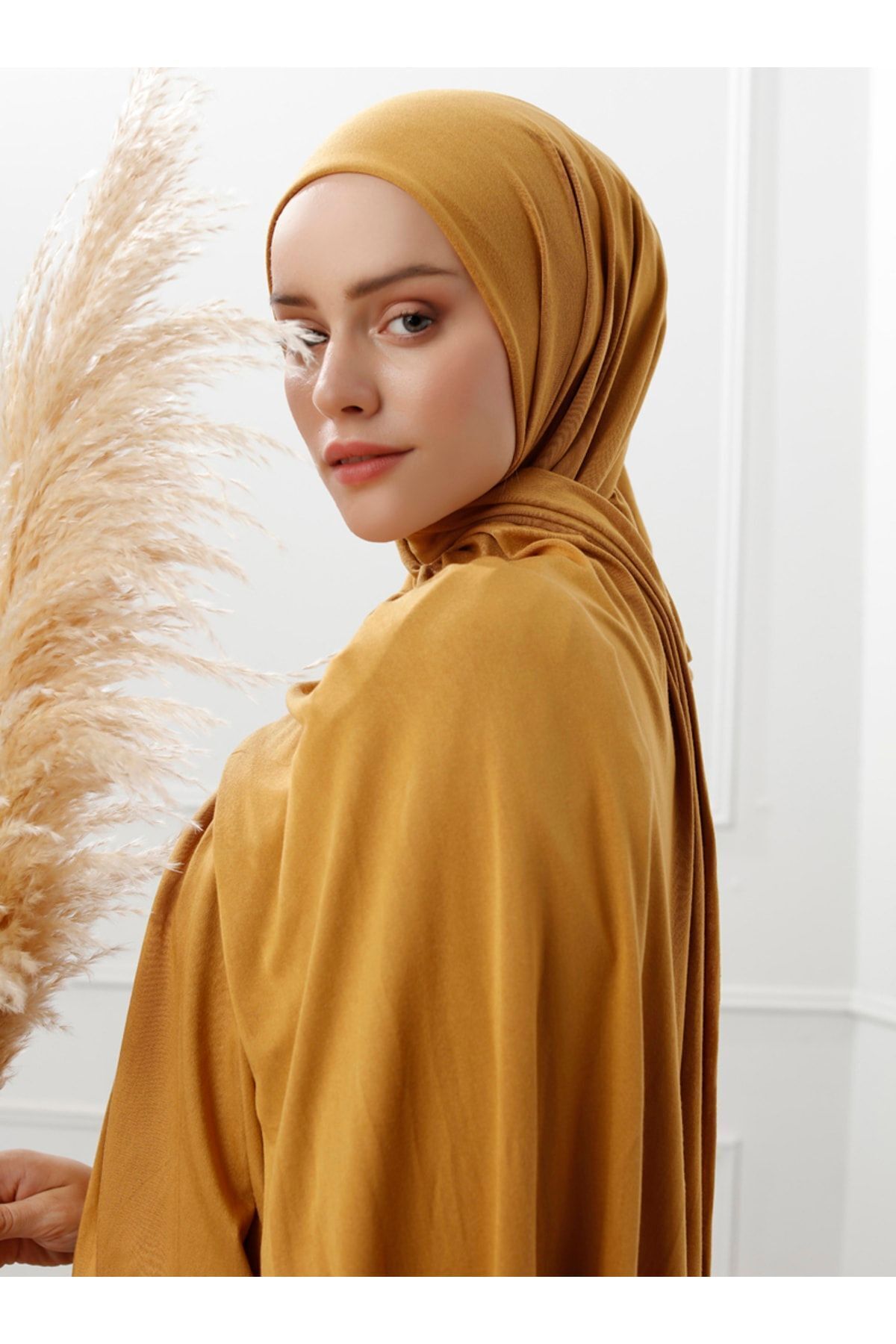 Lycra Combed Viscose Shawl 70x180cm - Mustard