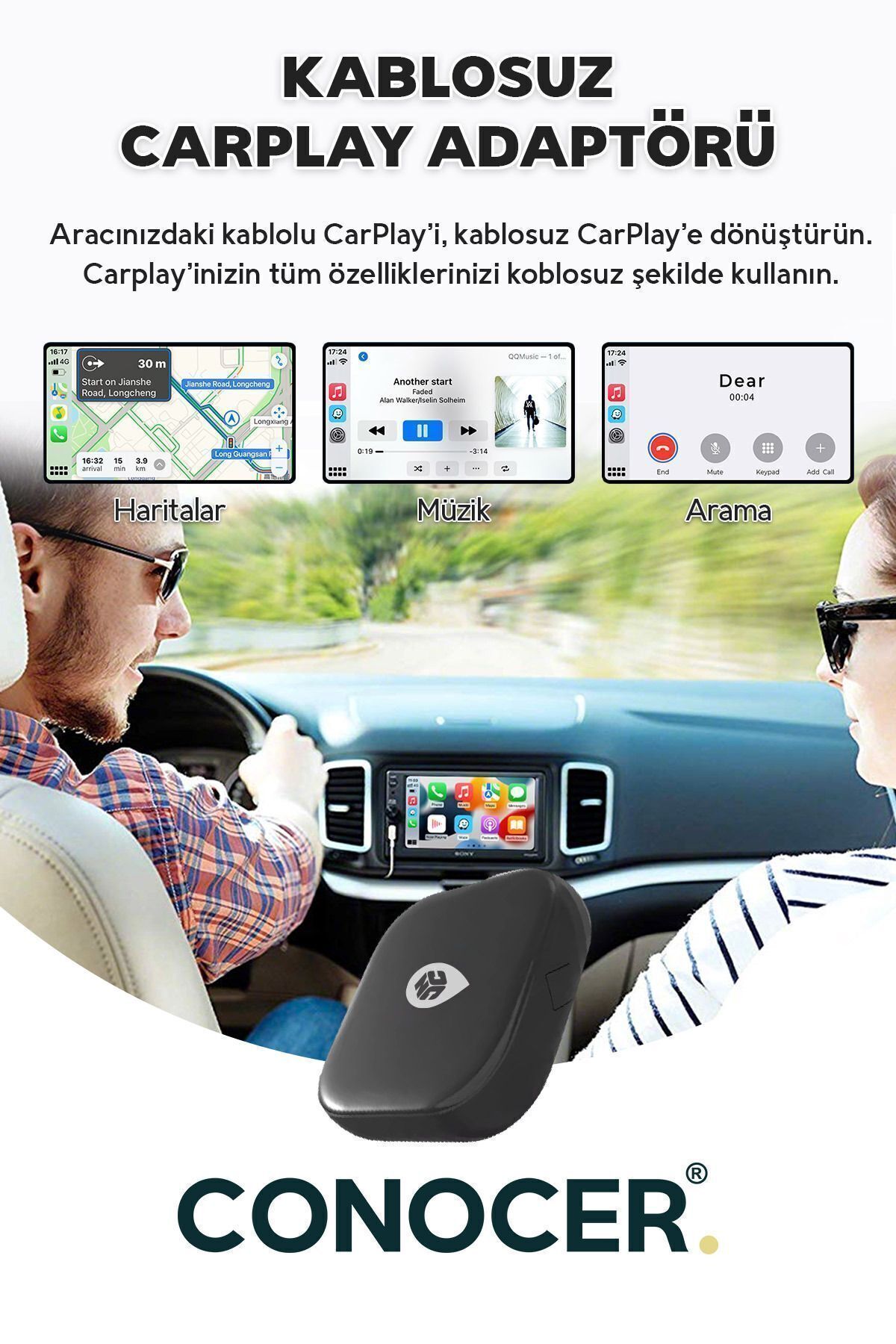 CONOCER-Apple Iphone Ios And Android Auto Compatible Wireless Carplay Adapter Wireless Carplay Converter 3