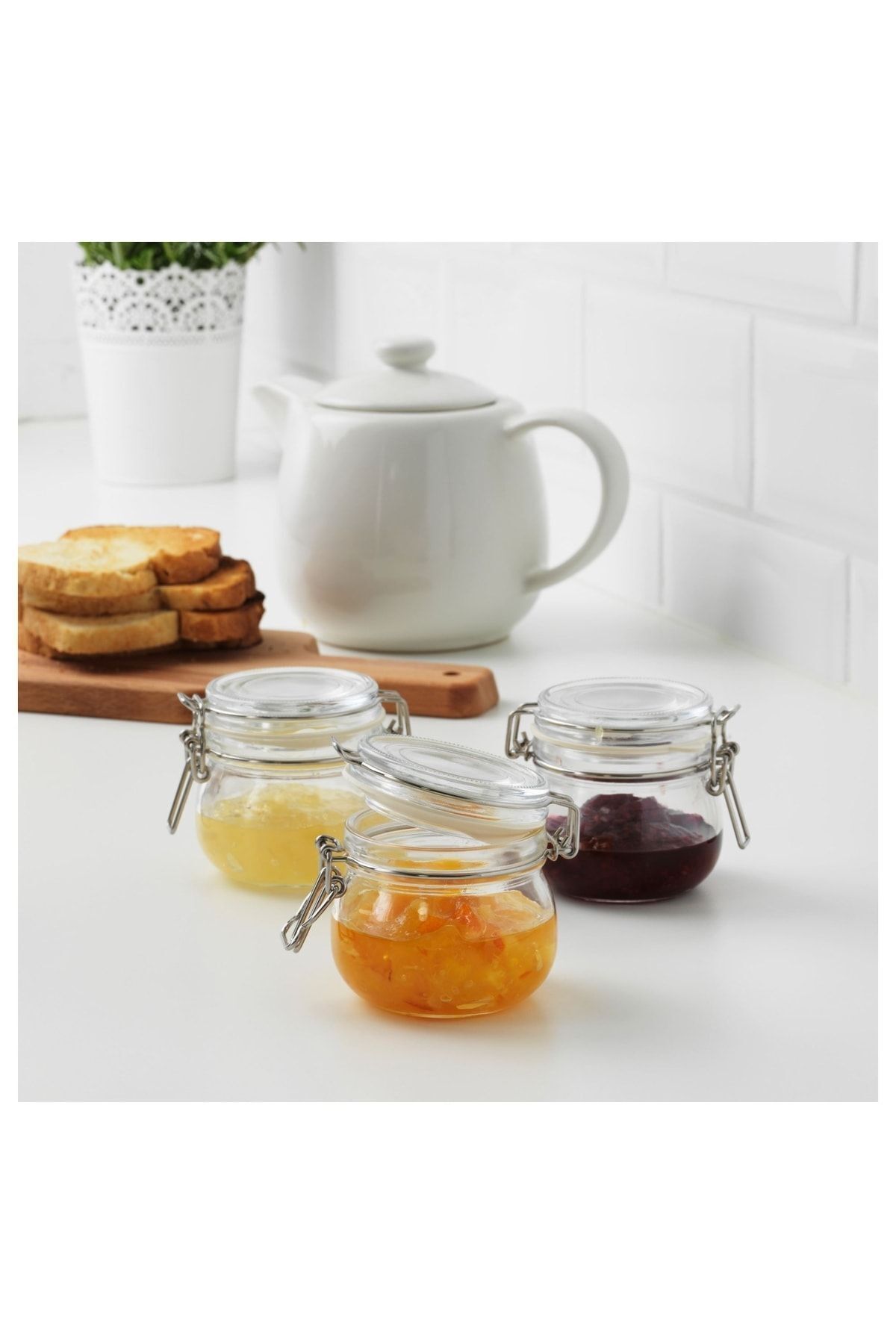 IKEA-Set of 6 Glass Jars with Lids 13 Cl 4